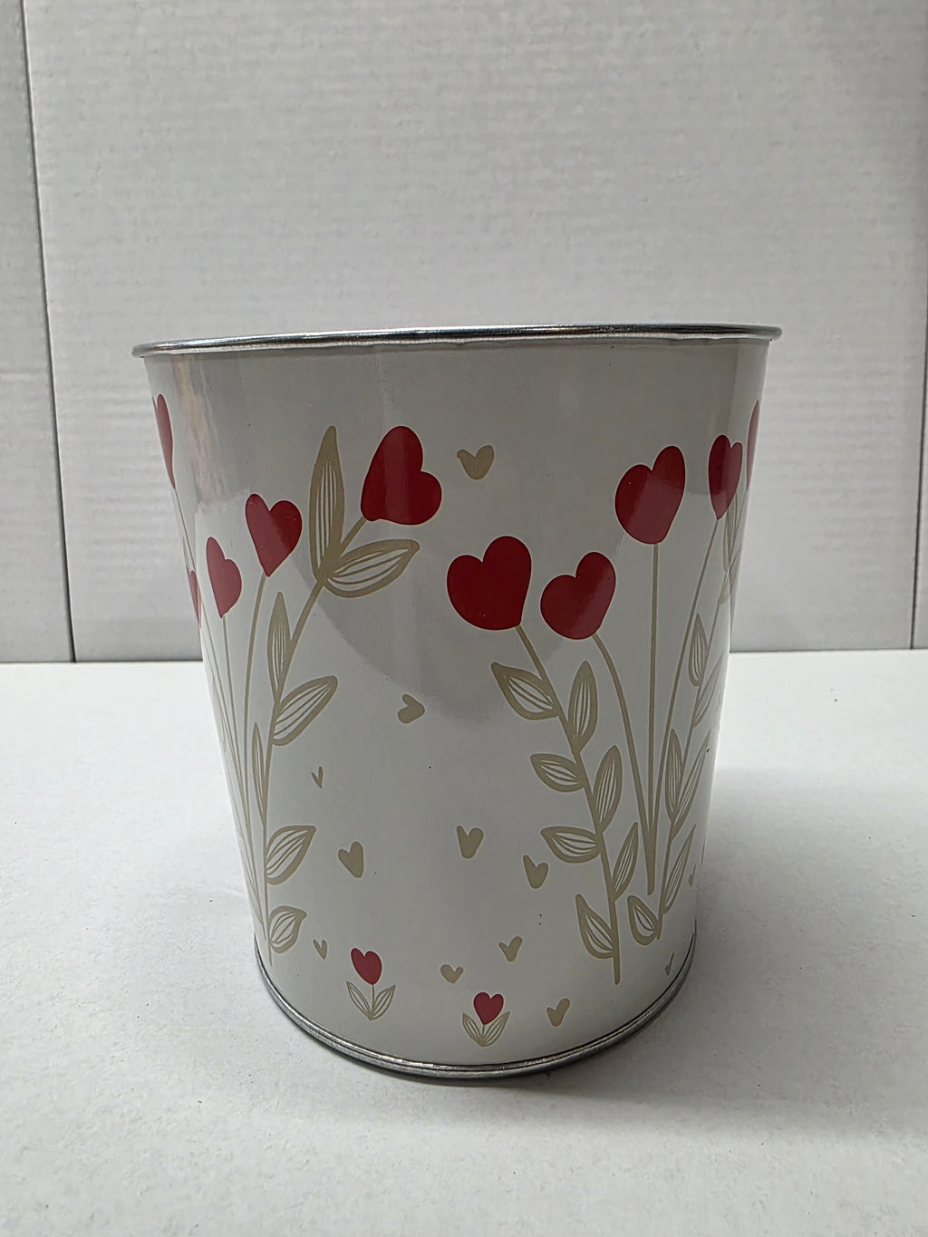 Metal Bucket Hearts Red 13cm (pack of 3)