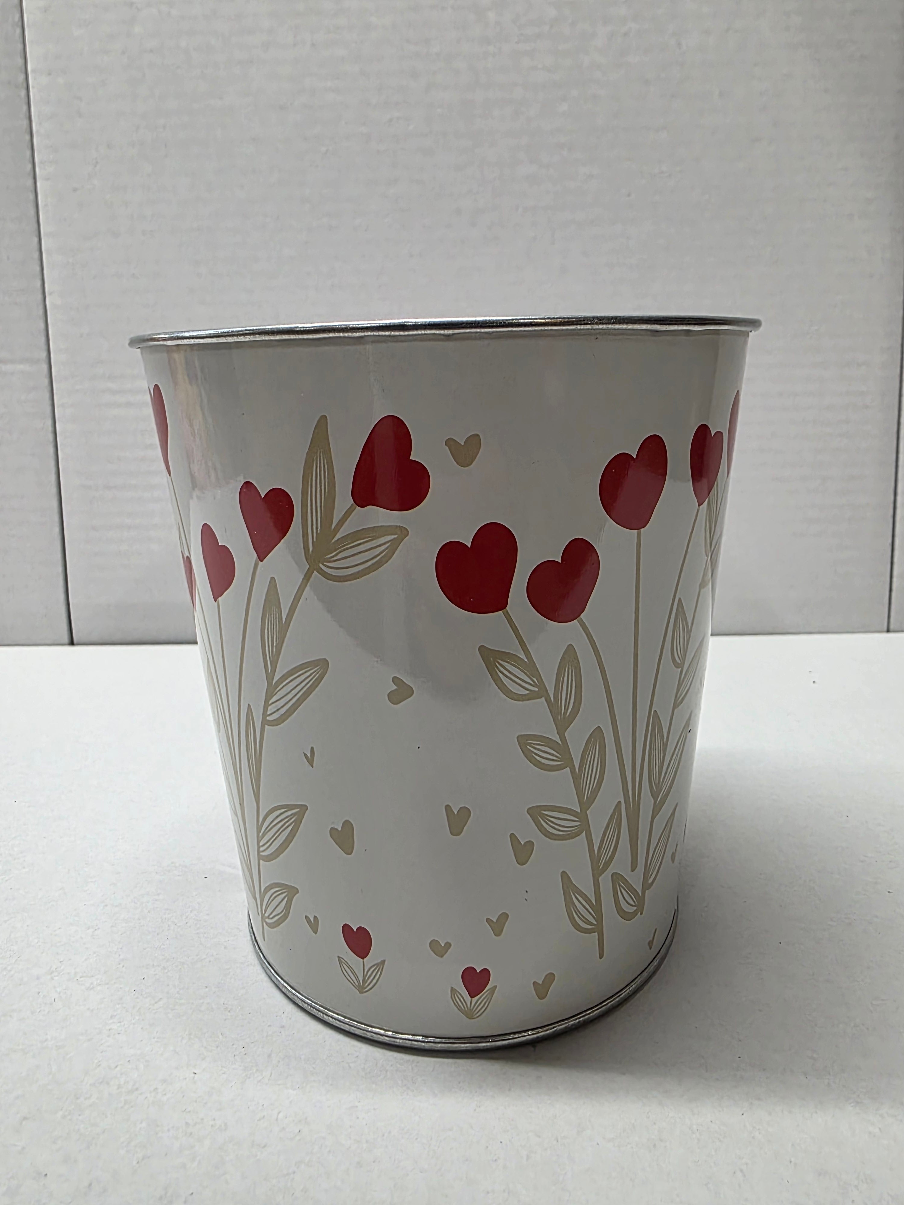 Metal Bucket Hearts Red 13cm (pack of 3)