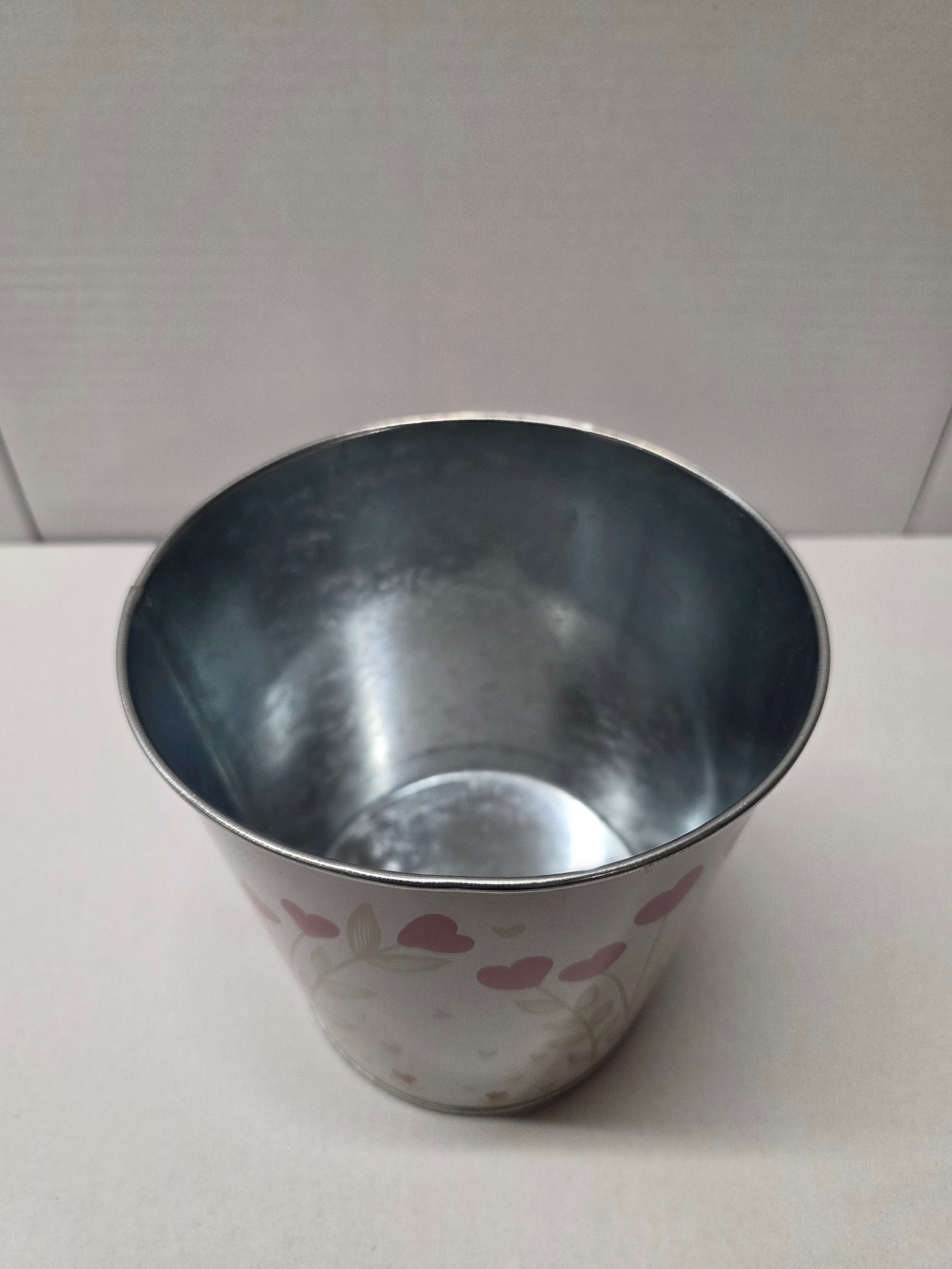 Metal Bucket Hearts Red 13cm (pack of 3)