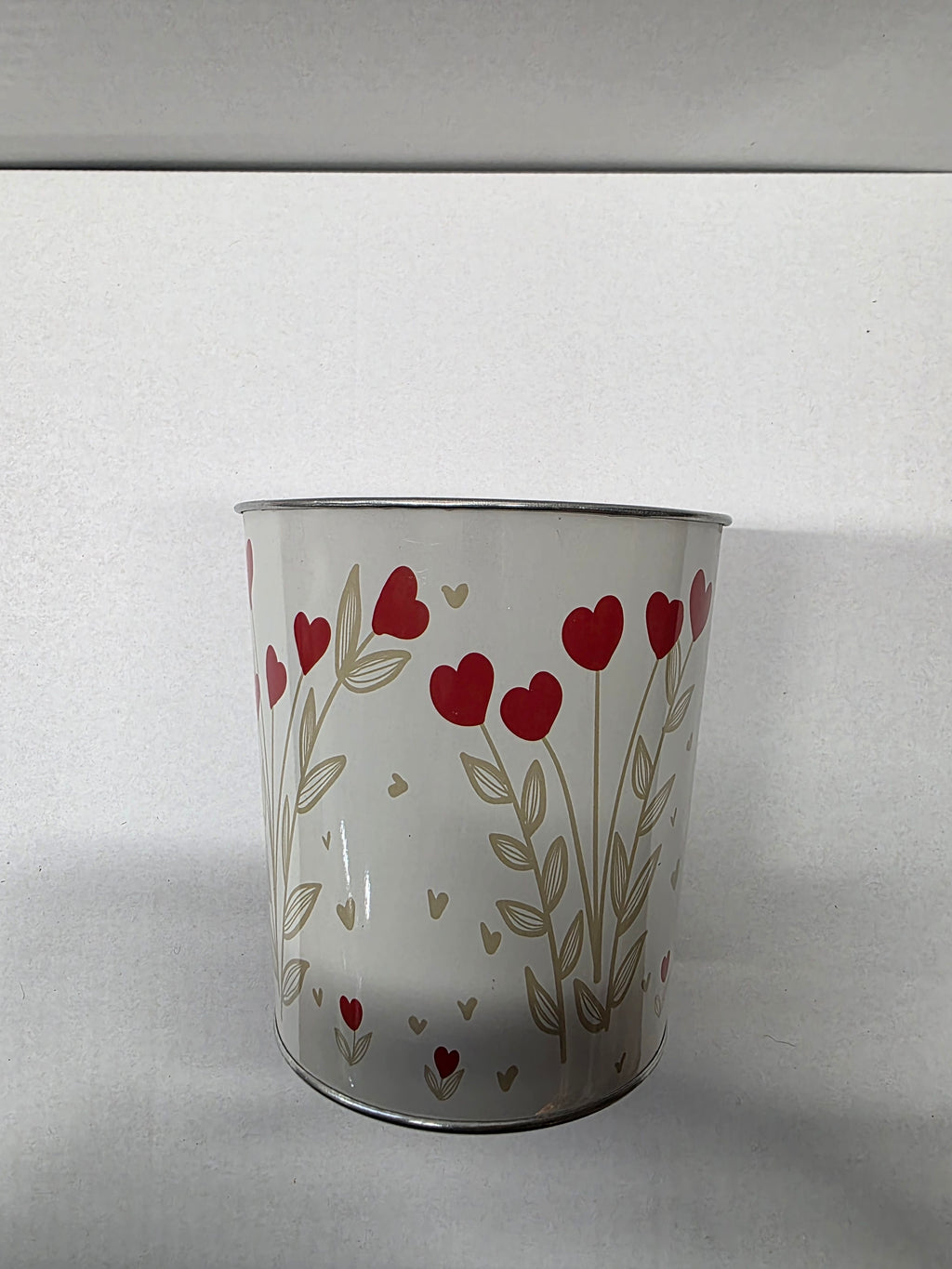 Metal Bucket Hearts Red 13cm (pack of 3)