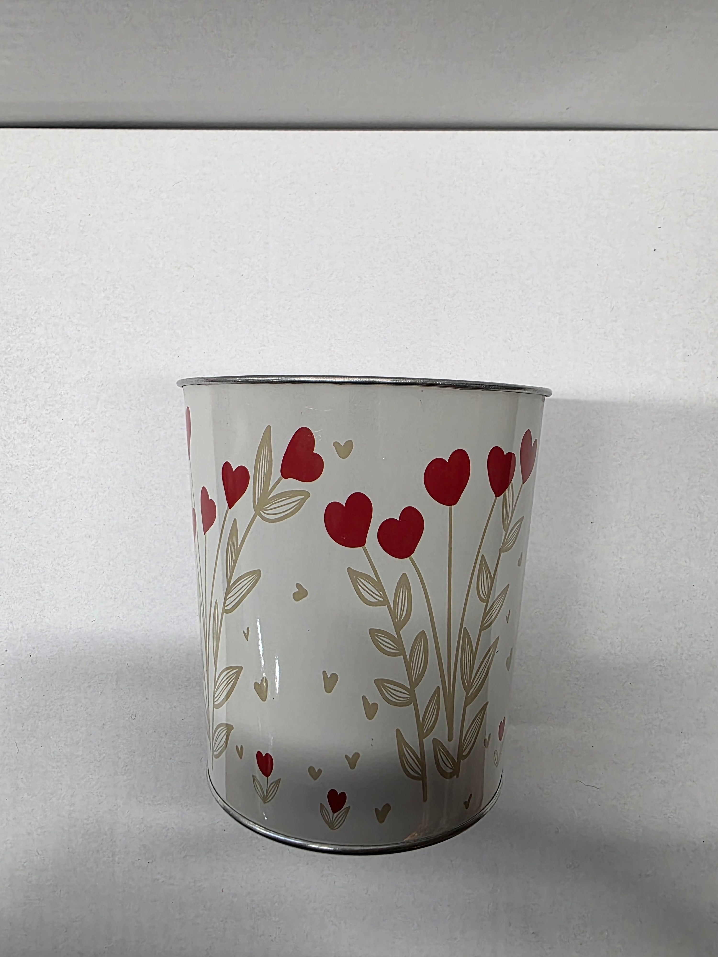 Metal Bucket Hearts Red 13cm (pack of 3)