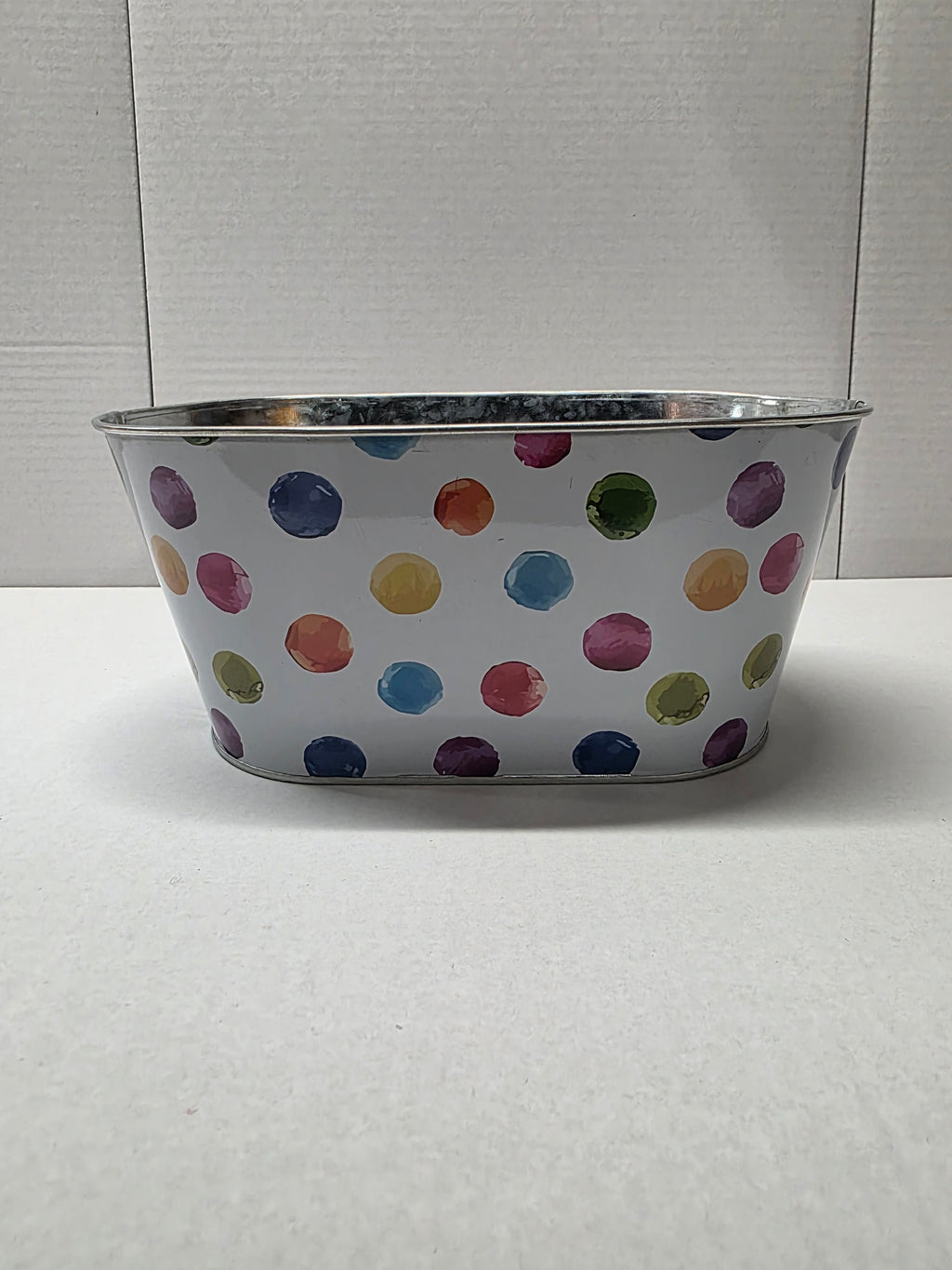 Metal Bucket Multi Dots 25.5cm (pack of 2)