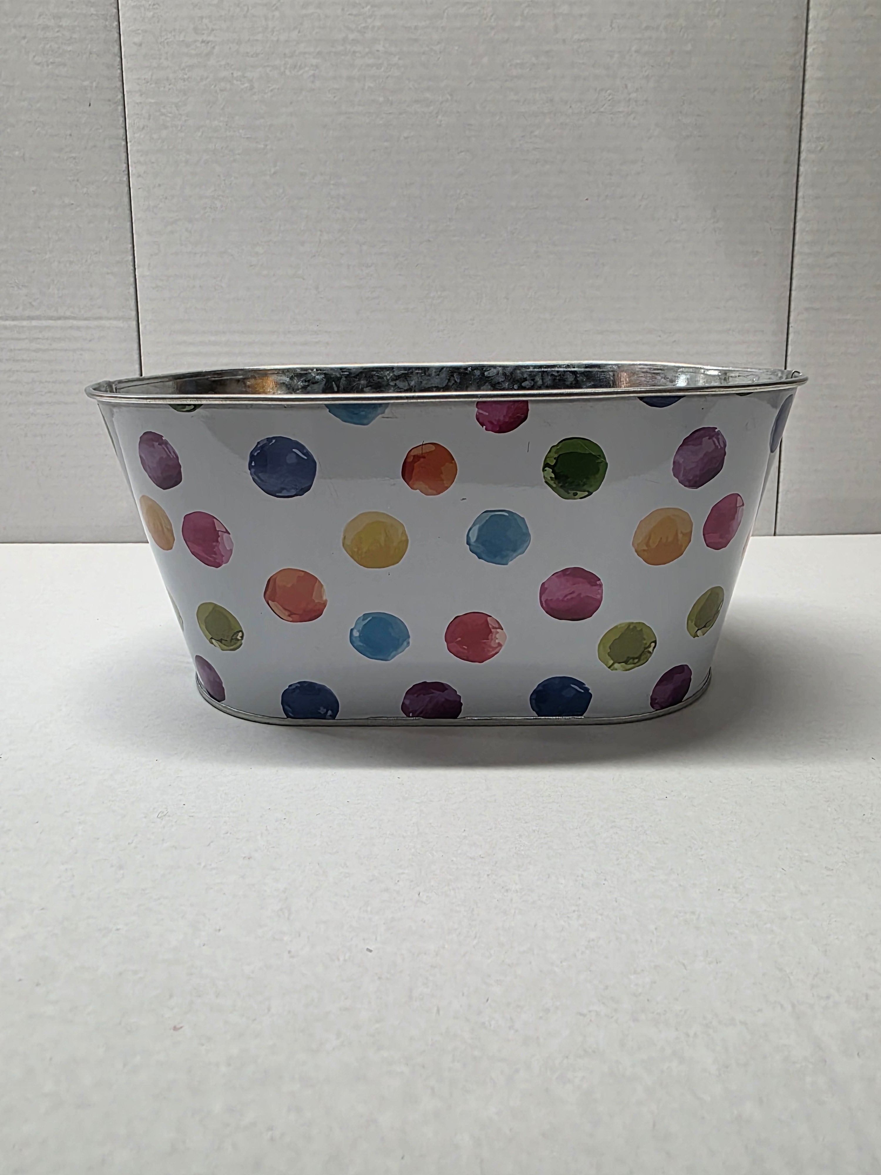 Metal Bucket Multi Dots 25.5cm (pack of 2)