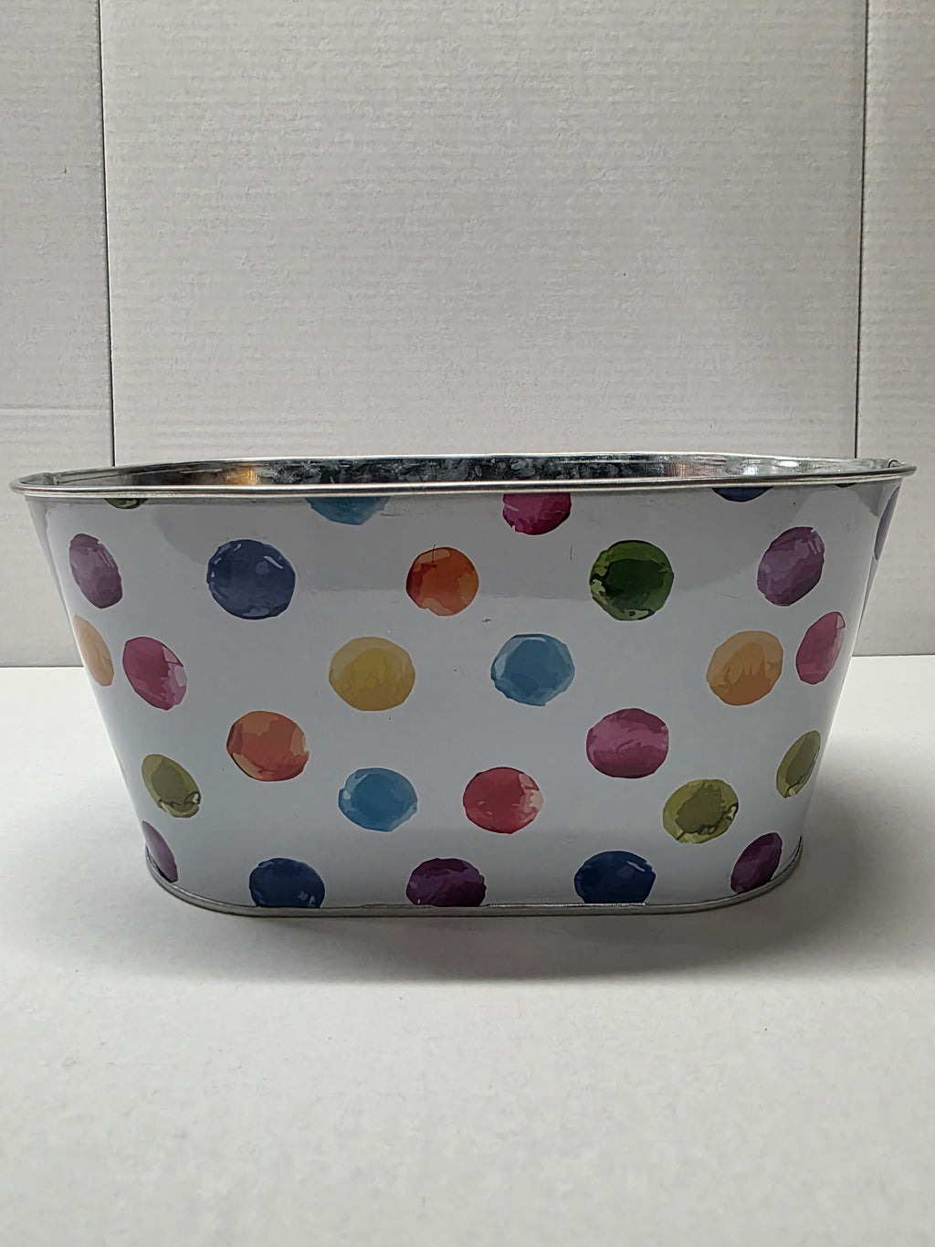 Metal Bucket Multi Dots 25.5cm (pack of 2)