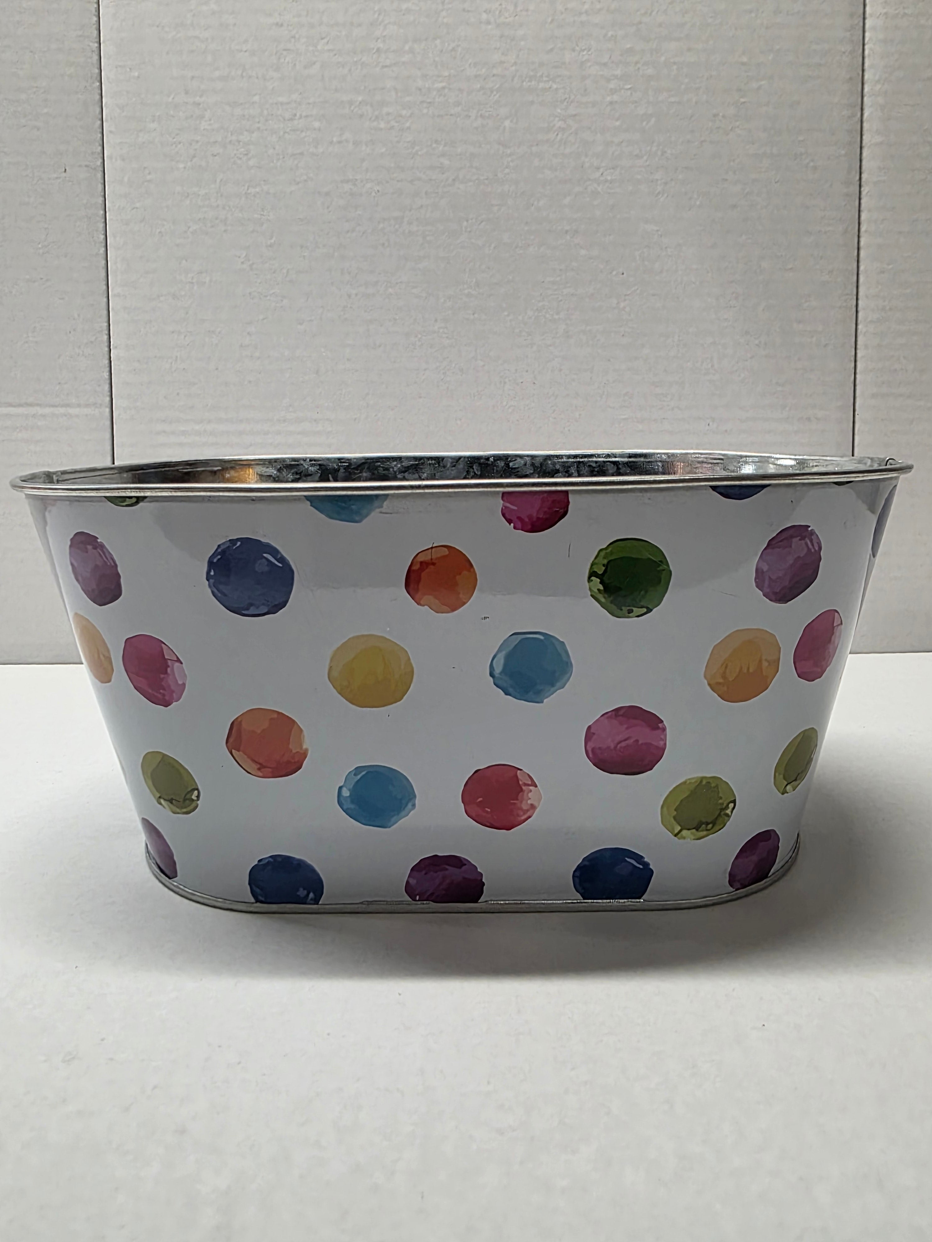 Metal Bucket Multi Dots 25.5cm (pack of 2)