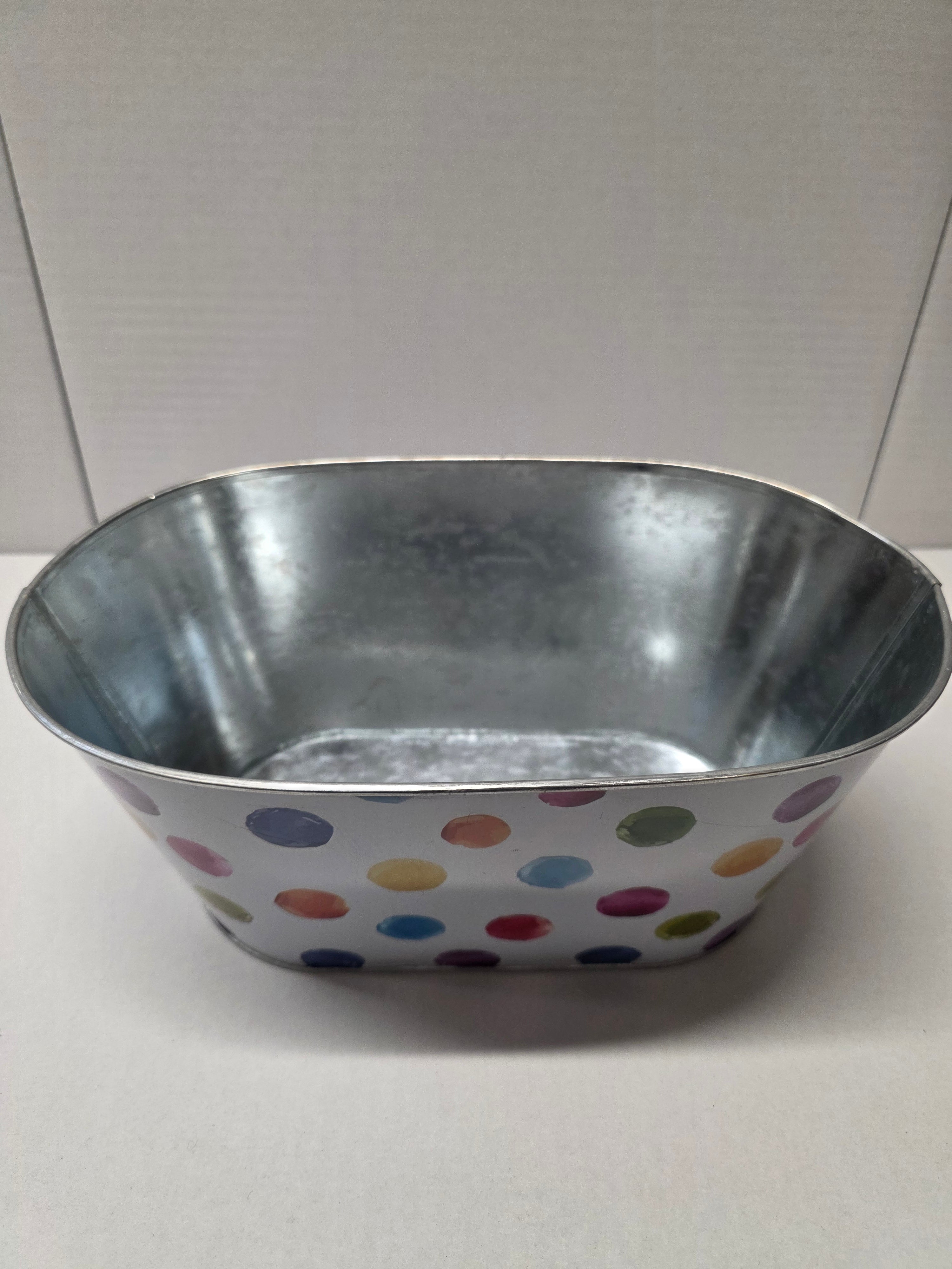 Metal Bucket Multi Dots 25.5cm (pack of 2)