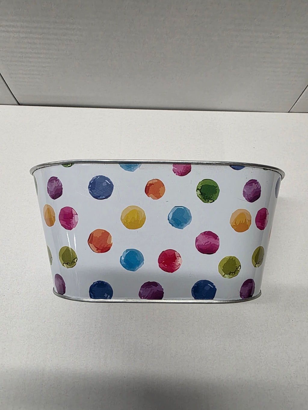 Metal Bucket Multi Dots 25.5cm (pack of 2)