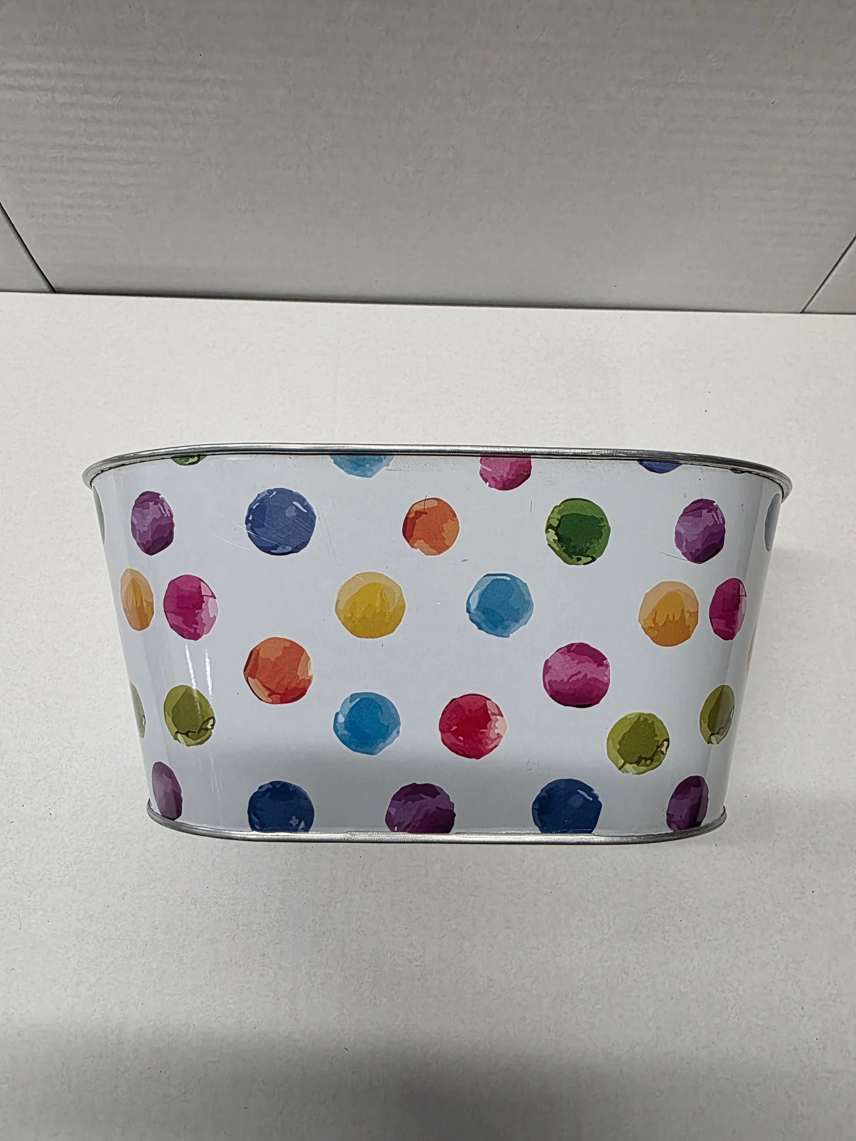 Metal Bucket Multi Dots 25.5cm (pack of 2)