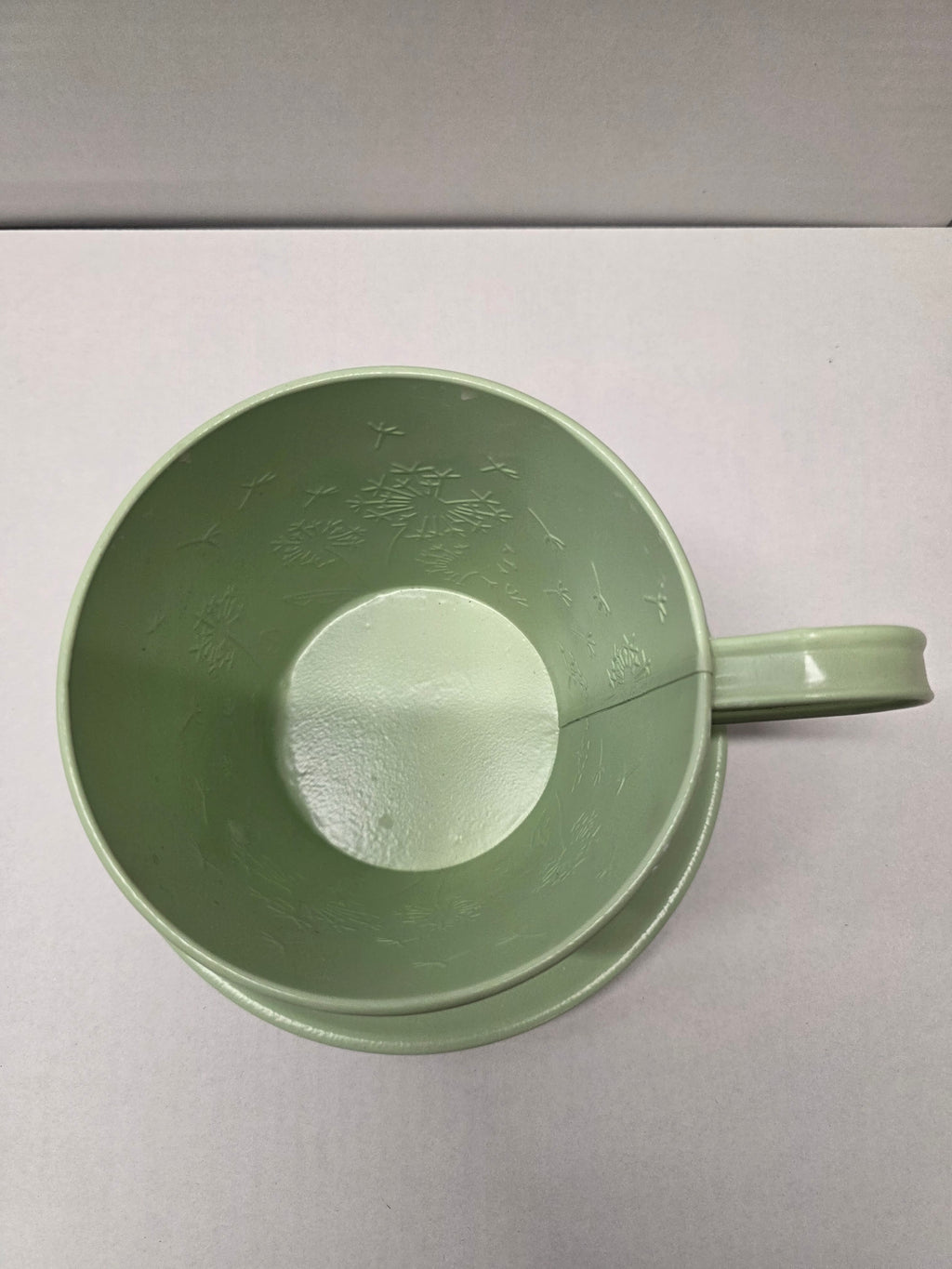 Metal Teacup Green 14x11cm (pack of 2)