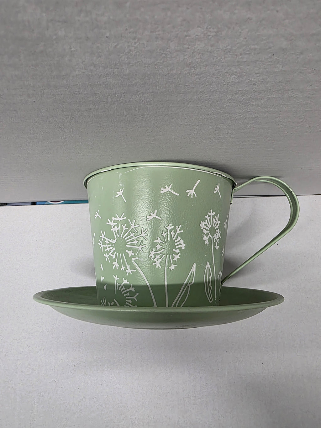 Metal Teacup Green 14x11cm (pack of 2)