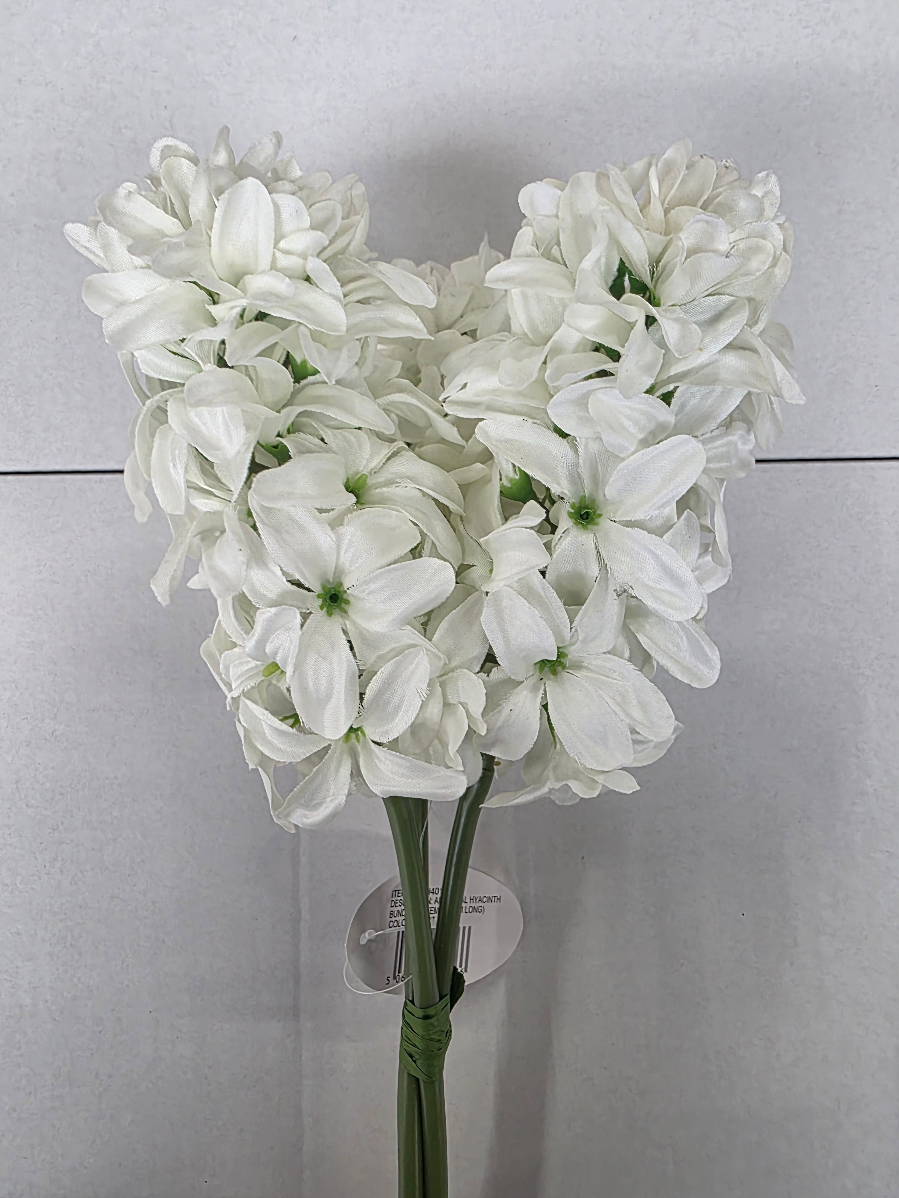 Artificial Hyacinth Bundle White X3 40cm