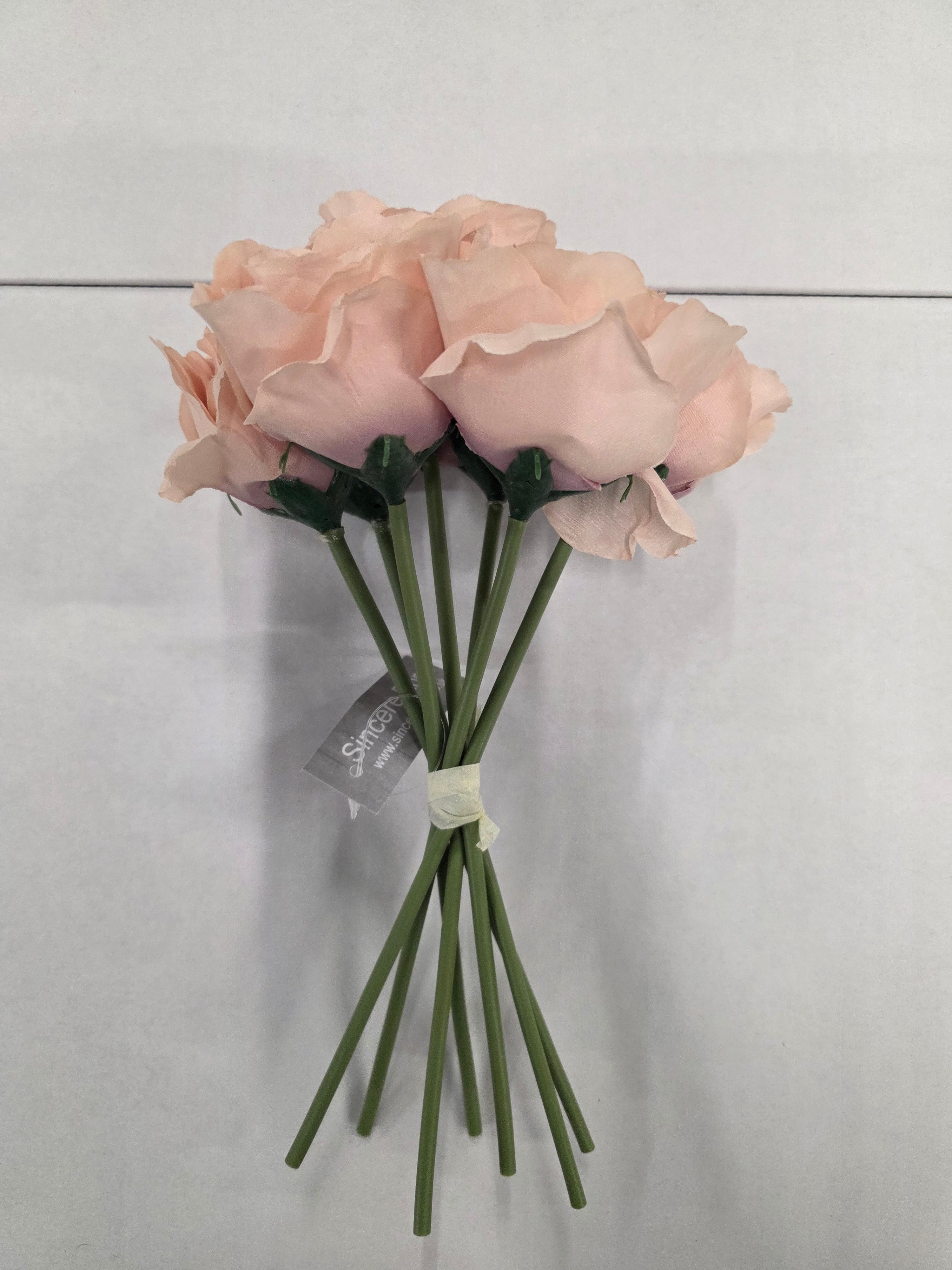 Artificial Open Rose Bouquet Bisque 7 Heads