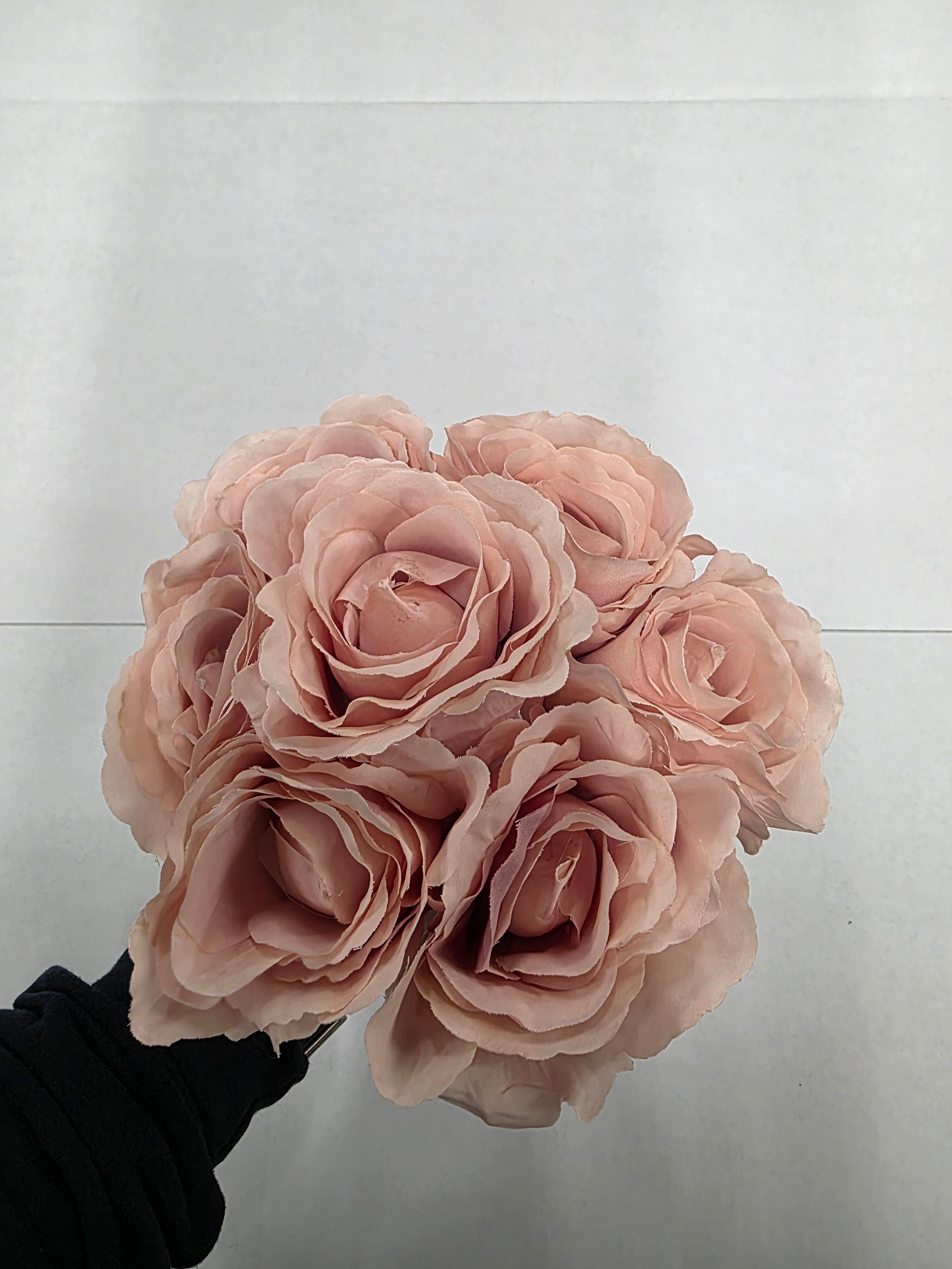 Artificial Open Rose Bouquet Bisque 7 Heads