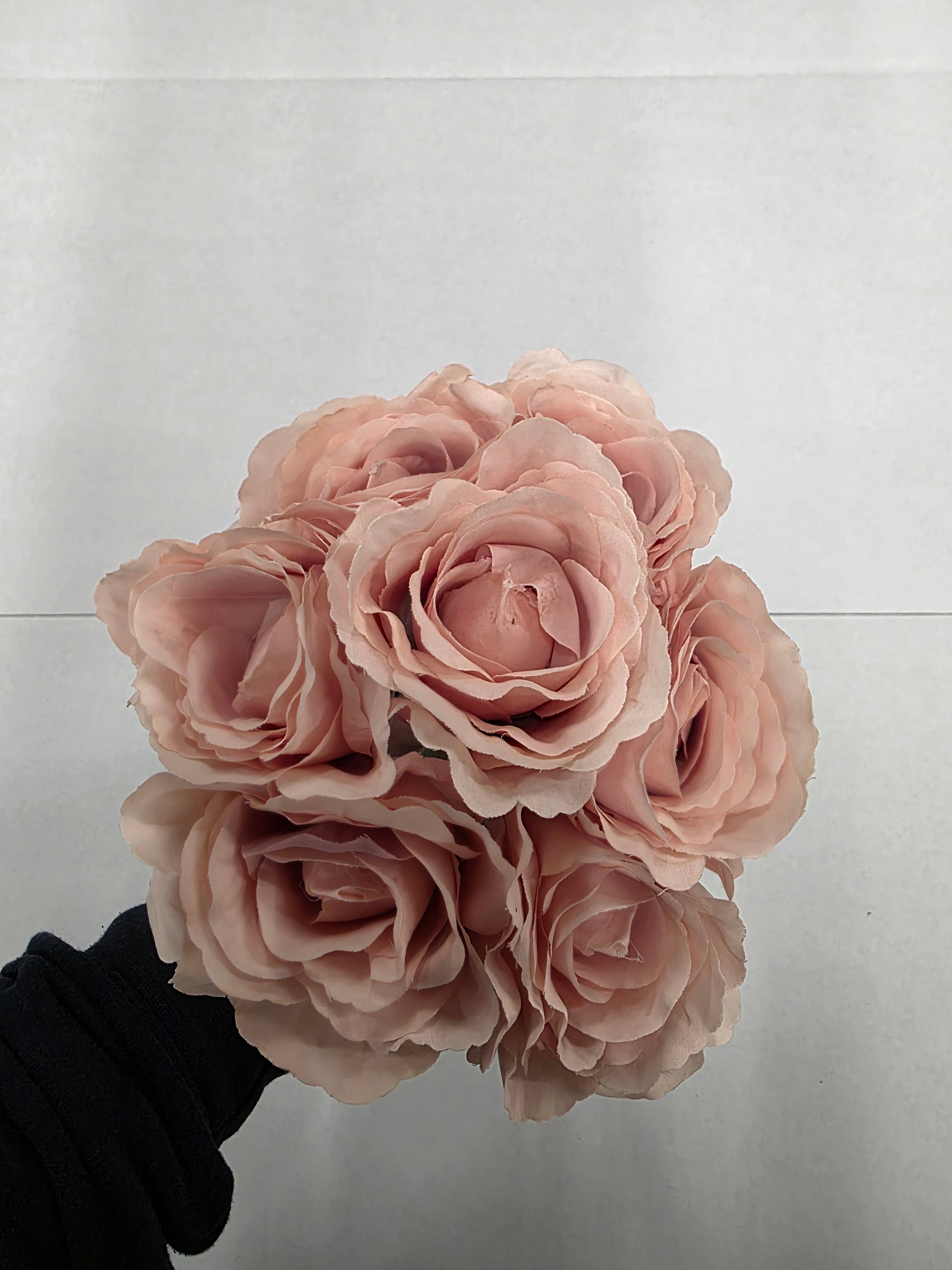 Artificial Open Rose Bouquet Bisque 7 Heads