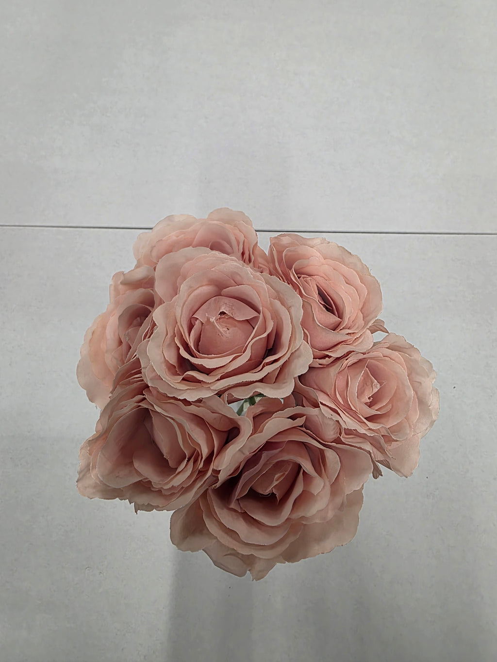 Artificial Open Rose Bouquet Bisque 7 Heads