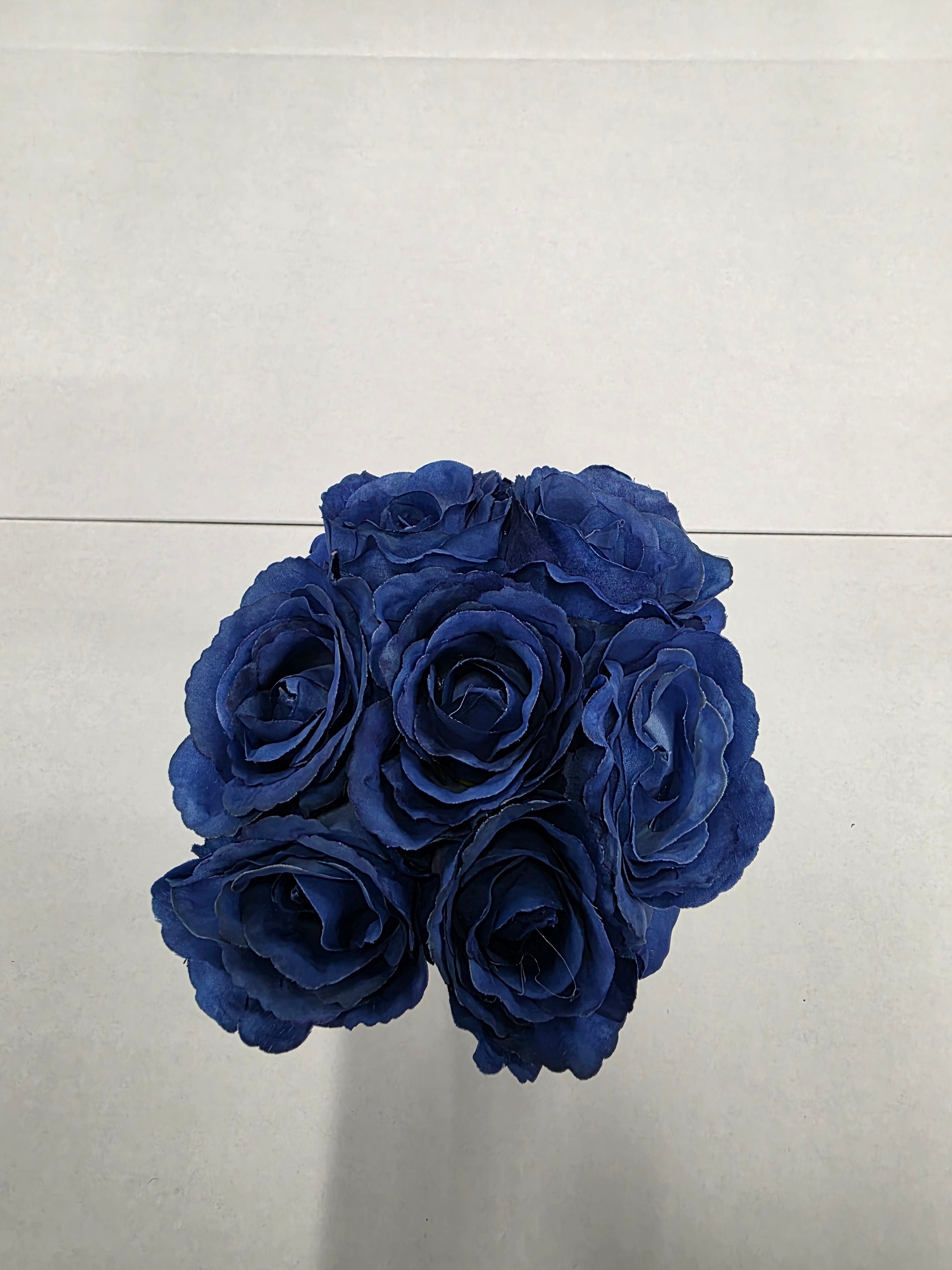 Artificial Open Rose Bouquet Blue 7 Heads
