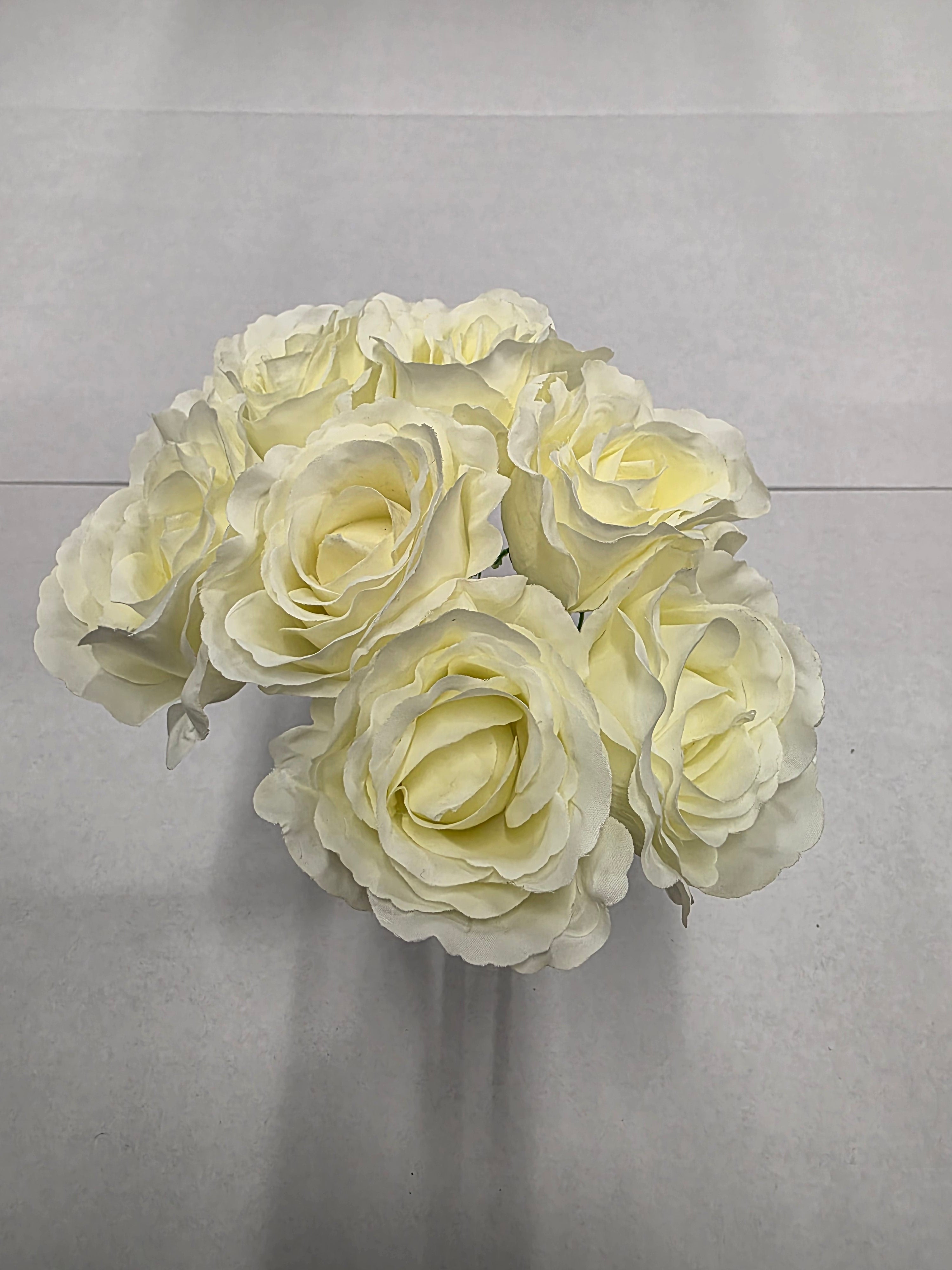 Artificial Open Rose Bouquet Cream 7 Heads