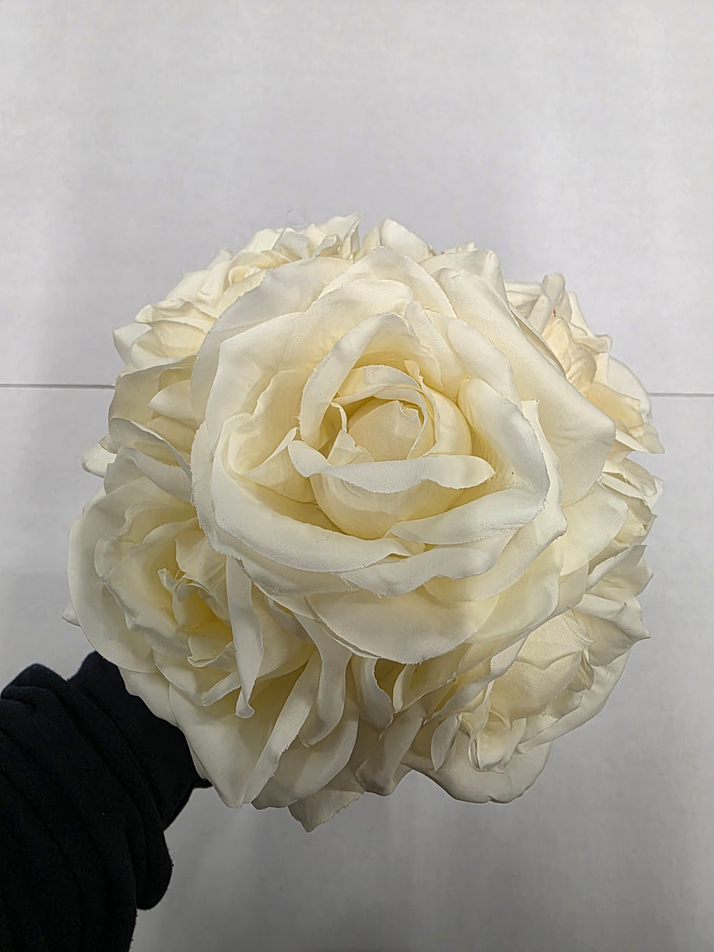 Artificial Silk Open Rose Posy X5 Cream 27cm