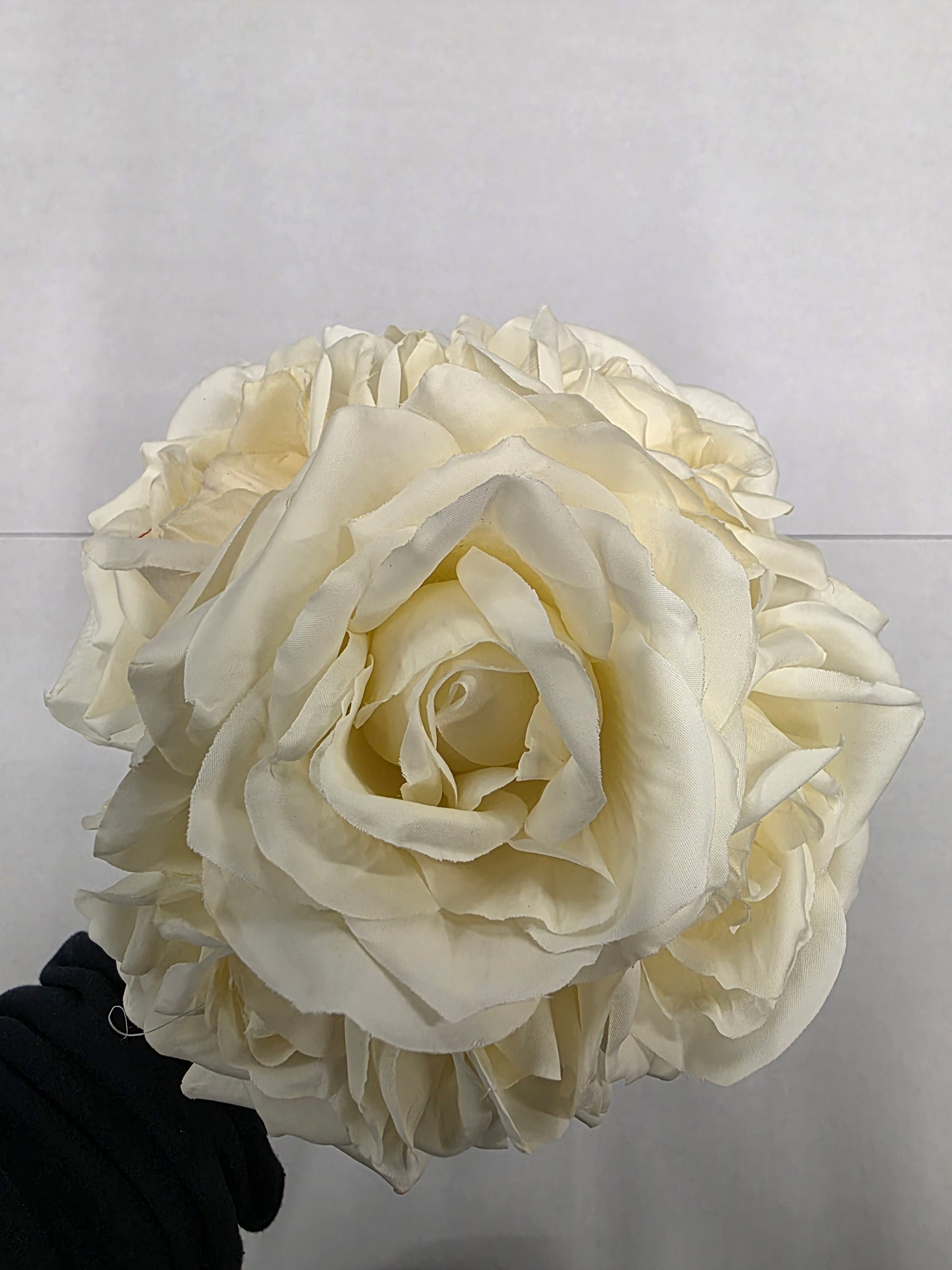 Artificial Silk Open Rose Posy X5 Cream 27cm