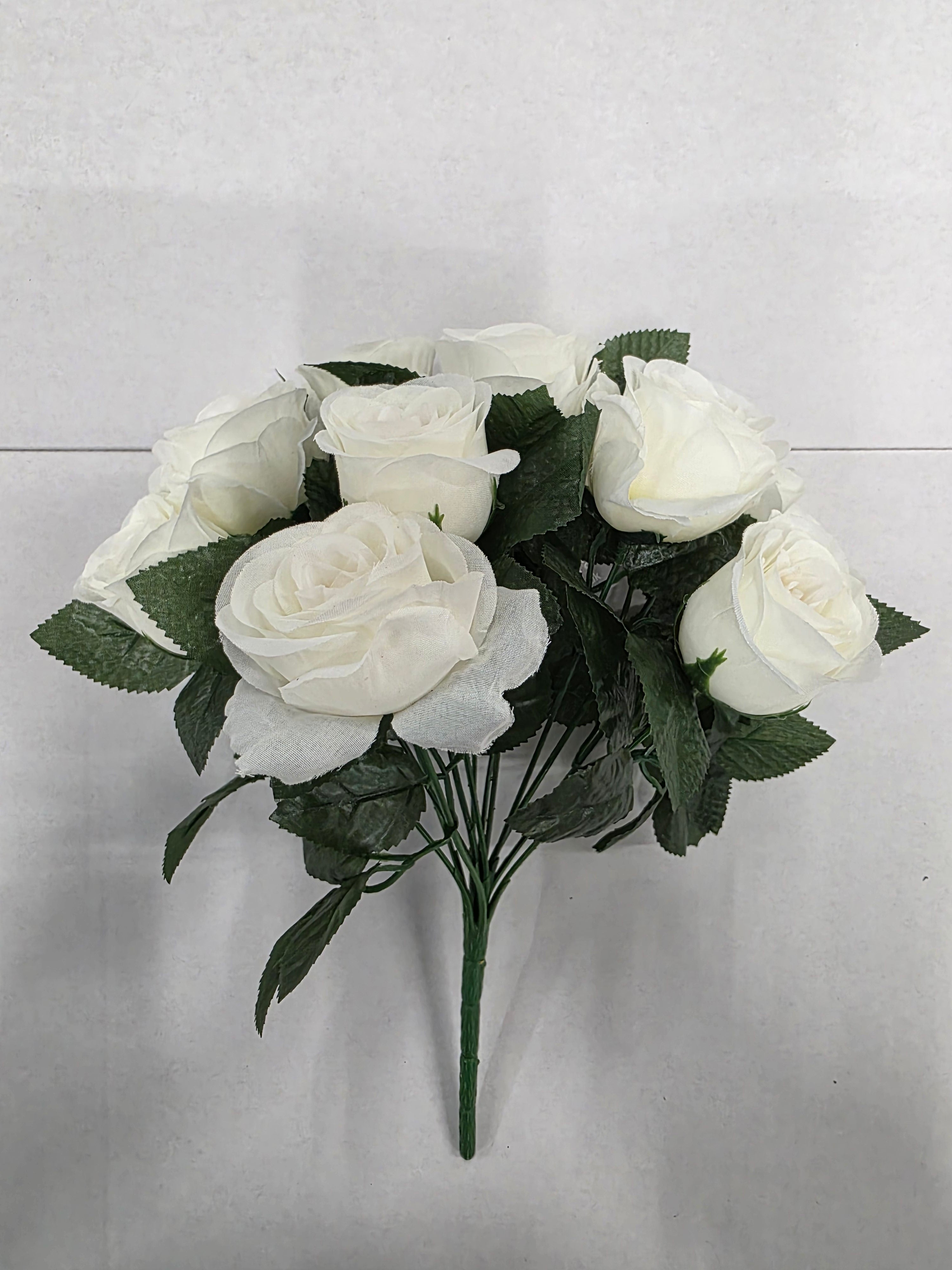 Artificial Silk Rose Bq 32cm Cream X13