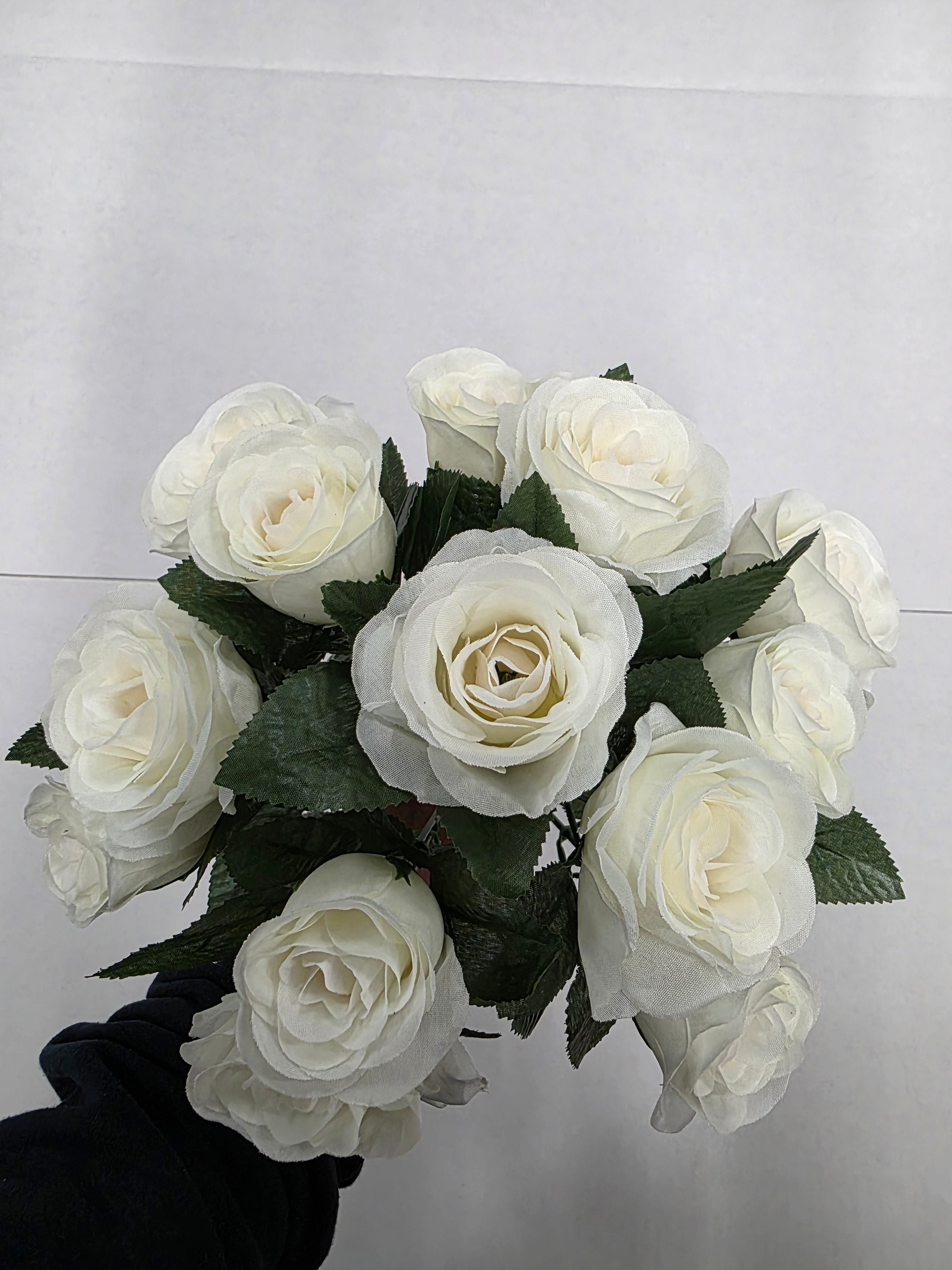 Artificial Silk Rose Bq 32cm Cream X13