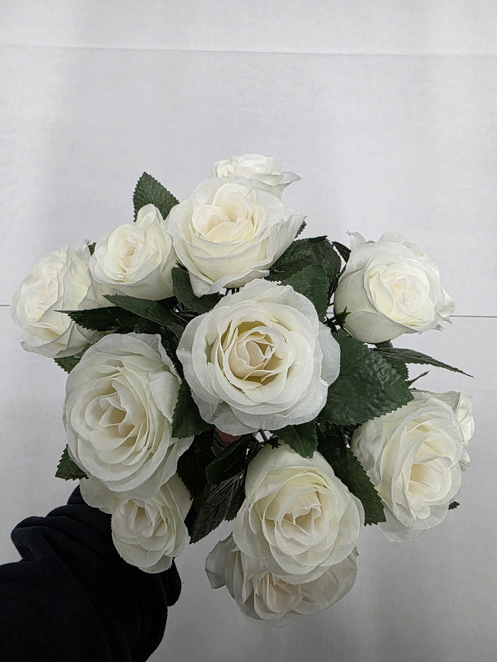 Artificial Silk Rose Bq 32cm Cream X13