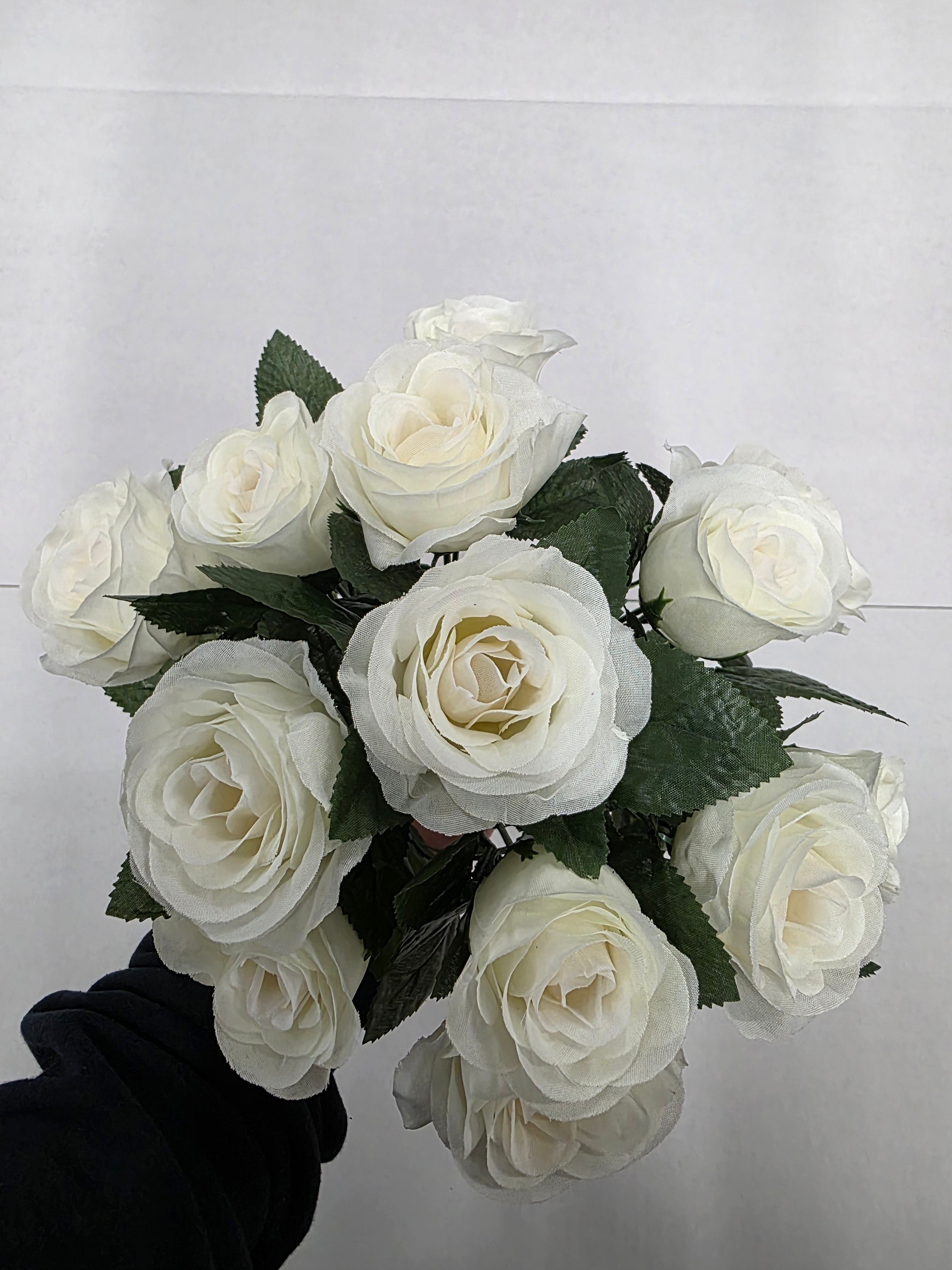 Artificial Silk Rose Bq 32cm Cream X13