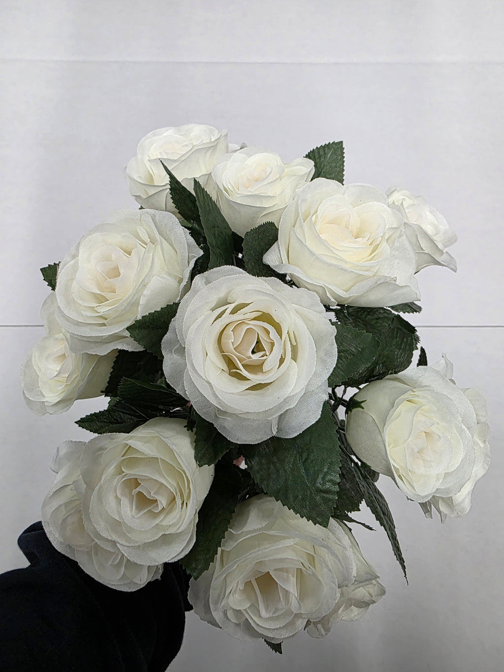 Artificial Silk Rose Bq 32cm Cream X13