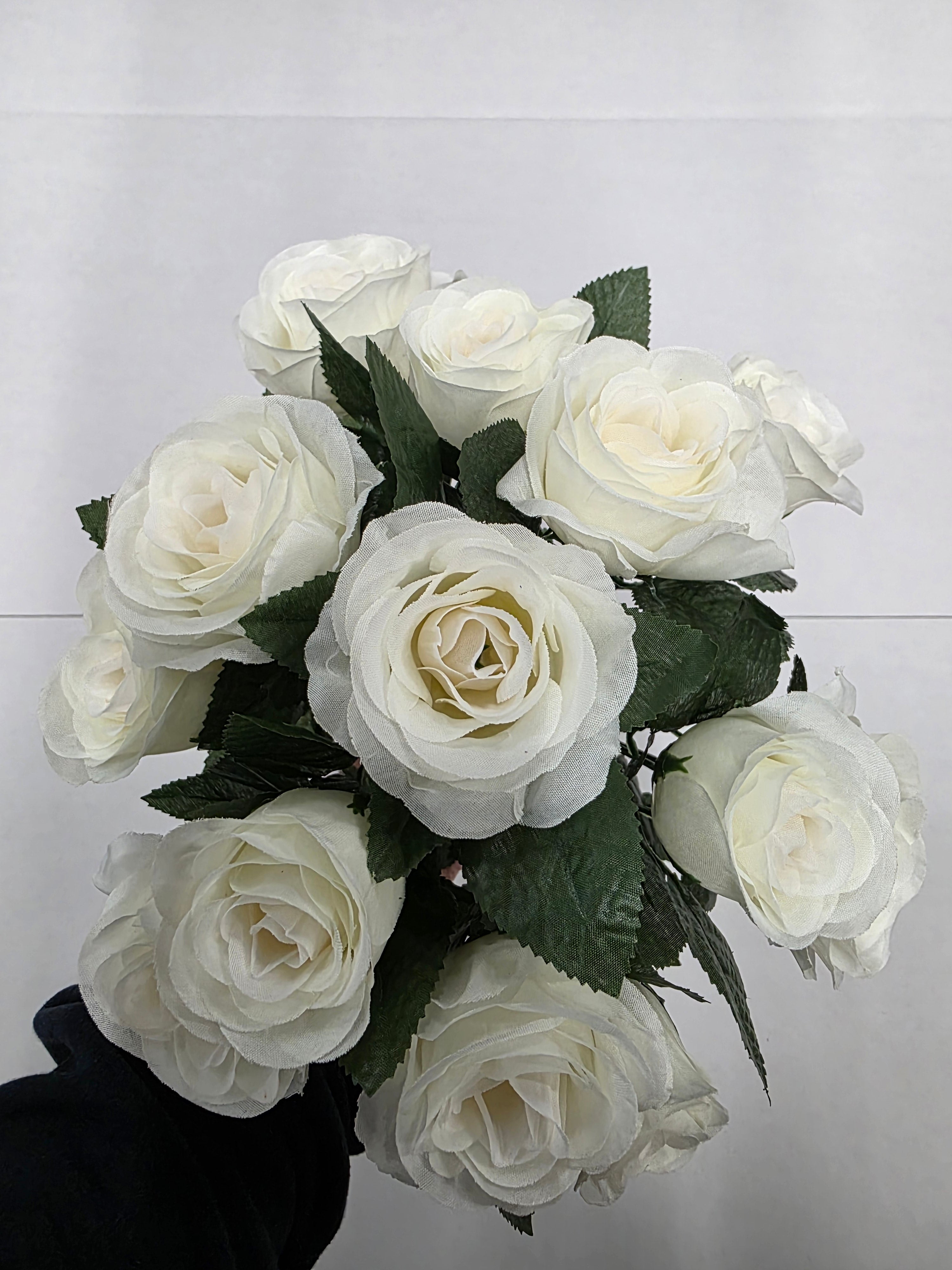 Artificial Silk Rose Bq 32cm Cream X13