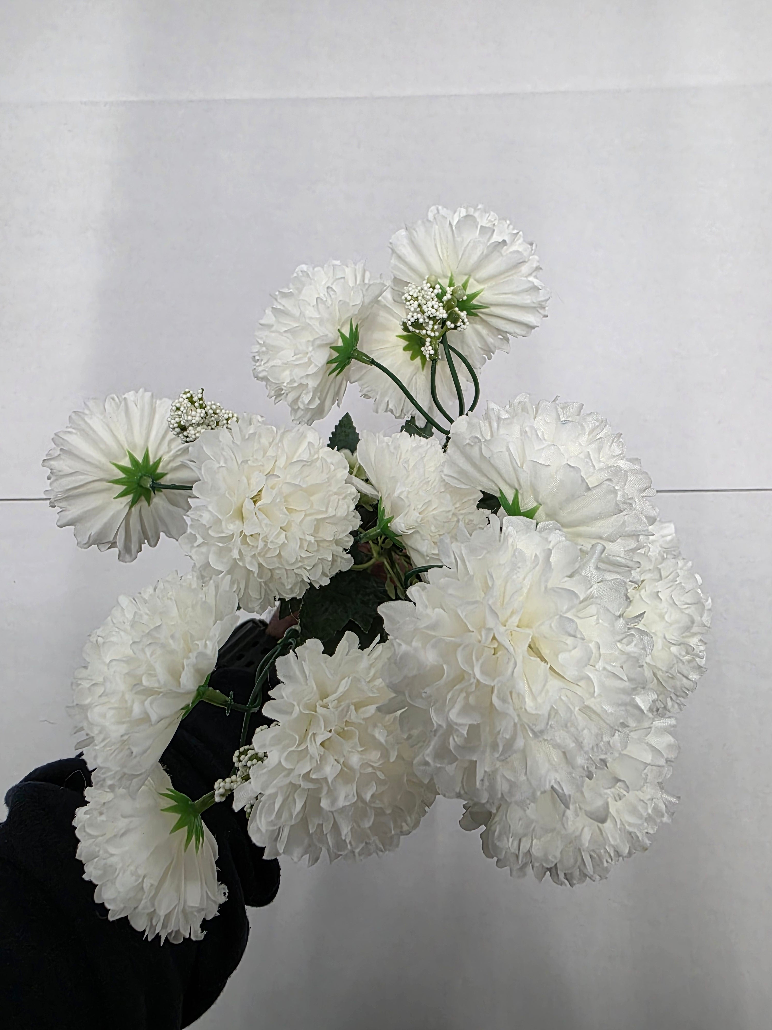 Artificial Bouquet Carnation 34cm White