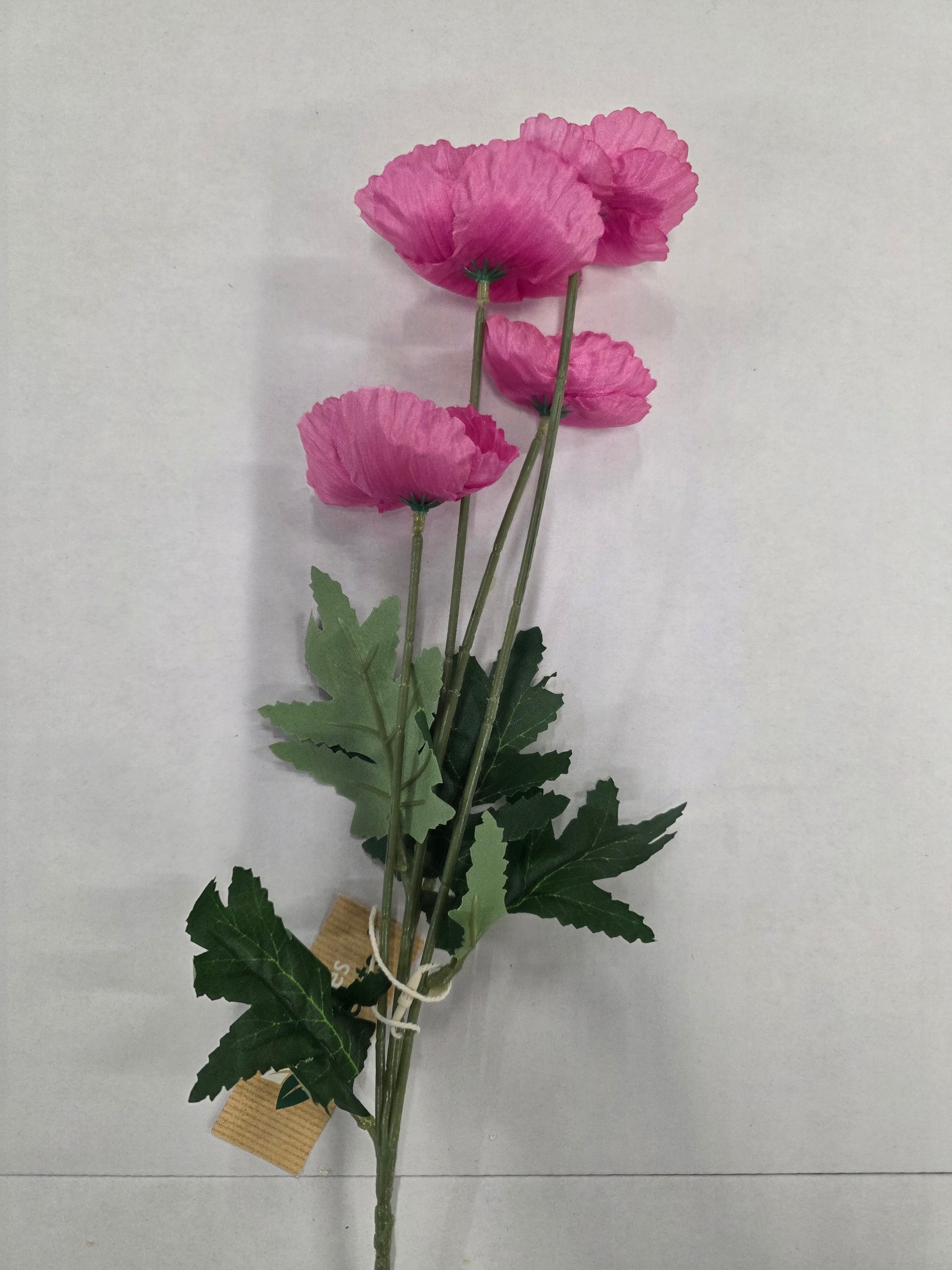Artificial Poppy Fuchsia 59cm (Pack of 4)
