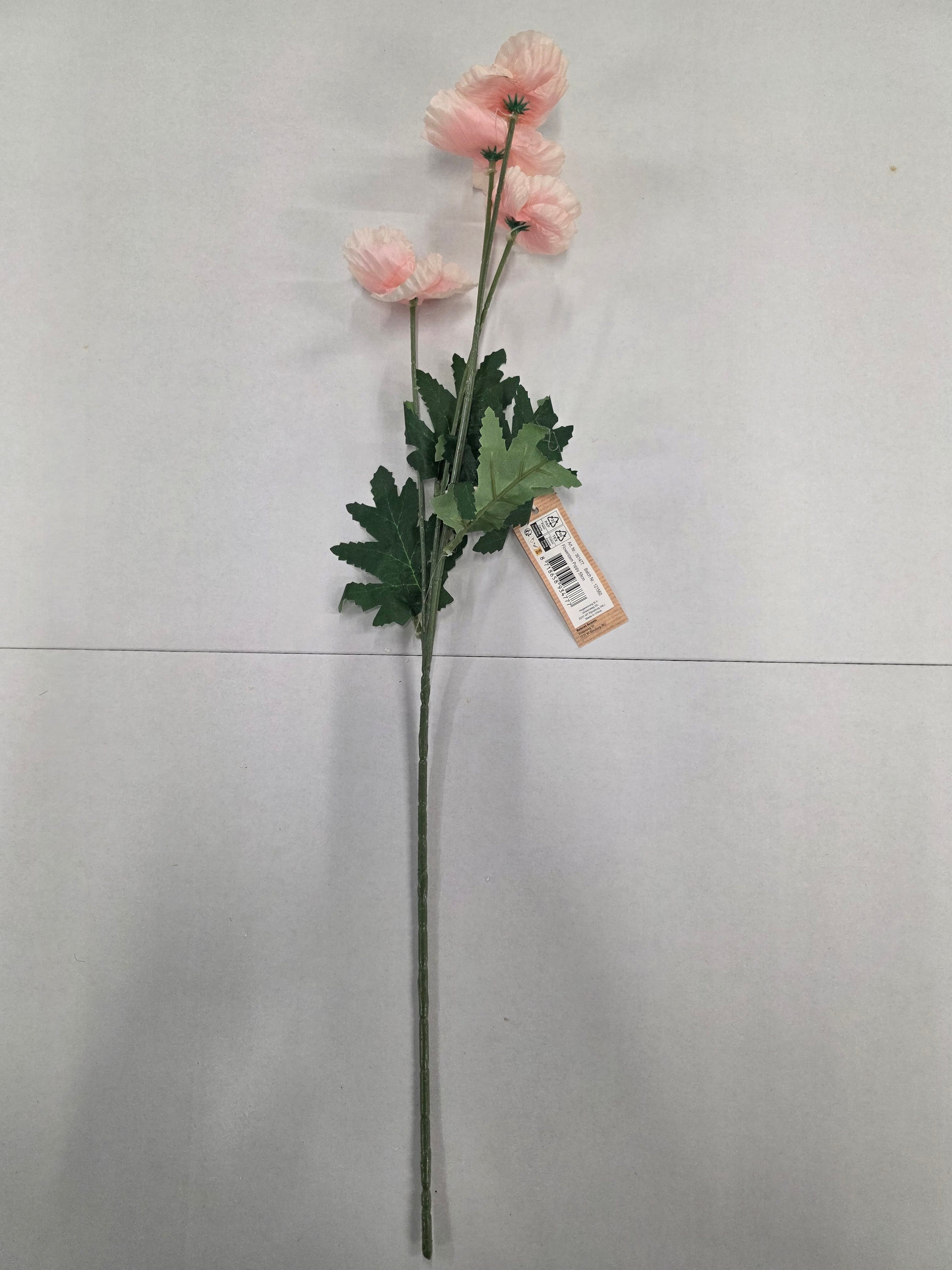 Artificial Poppy Light Pink 59cm (Pack of 4)