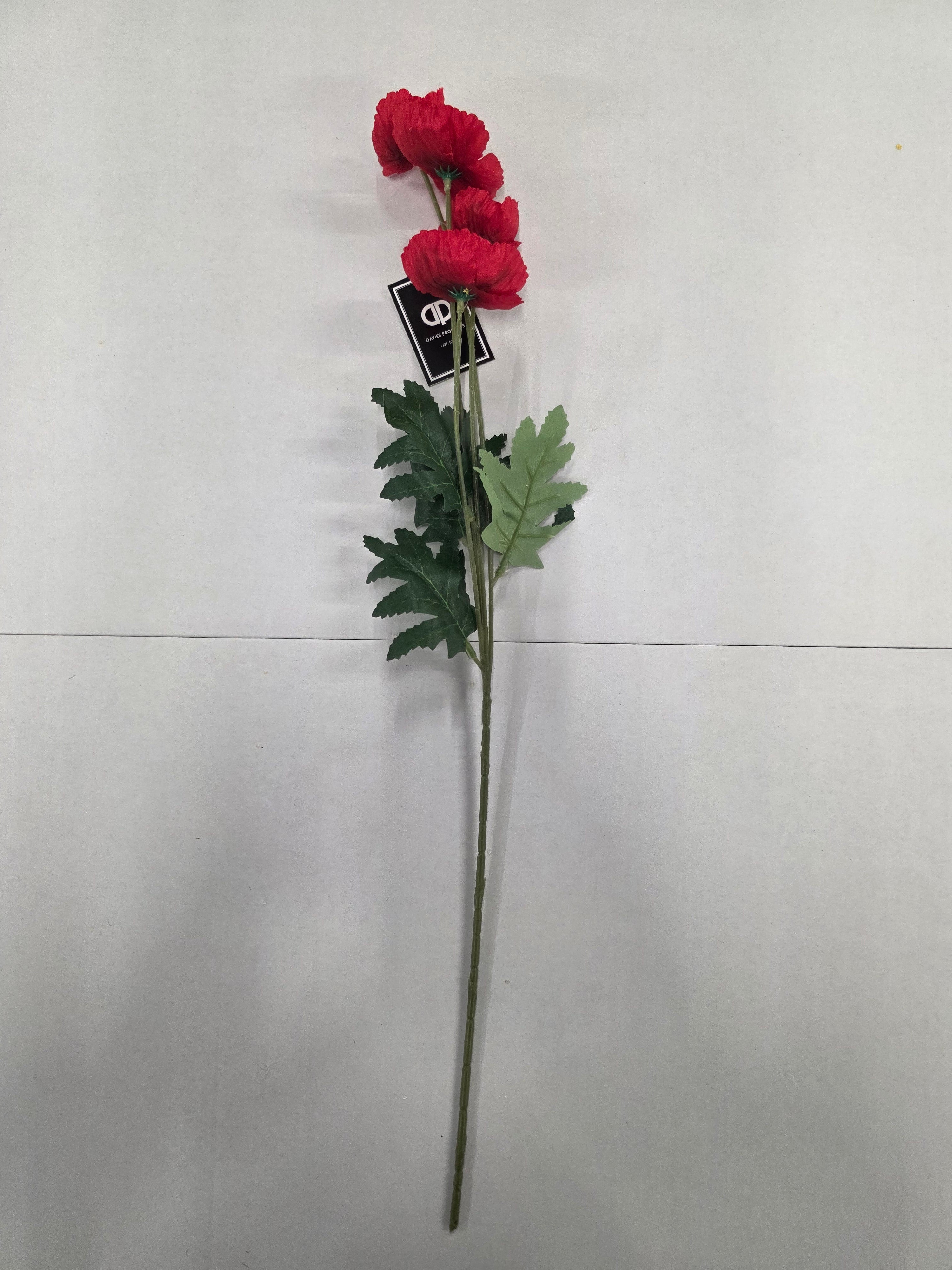 Artificial Poppy Stem Red 59cm (Pack of 4)