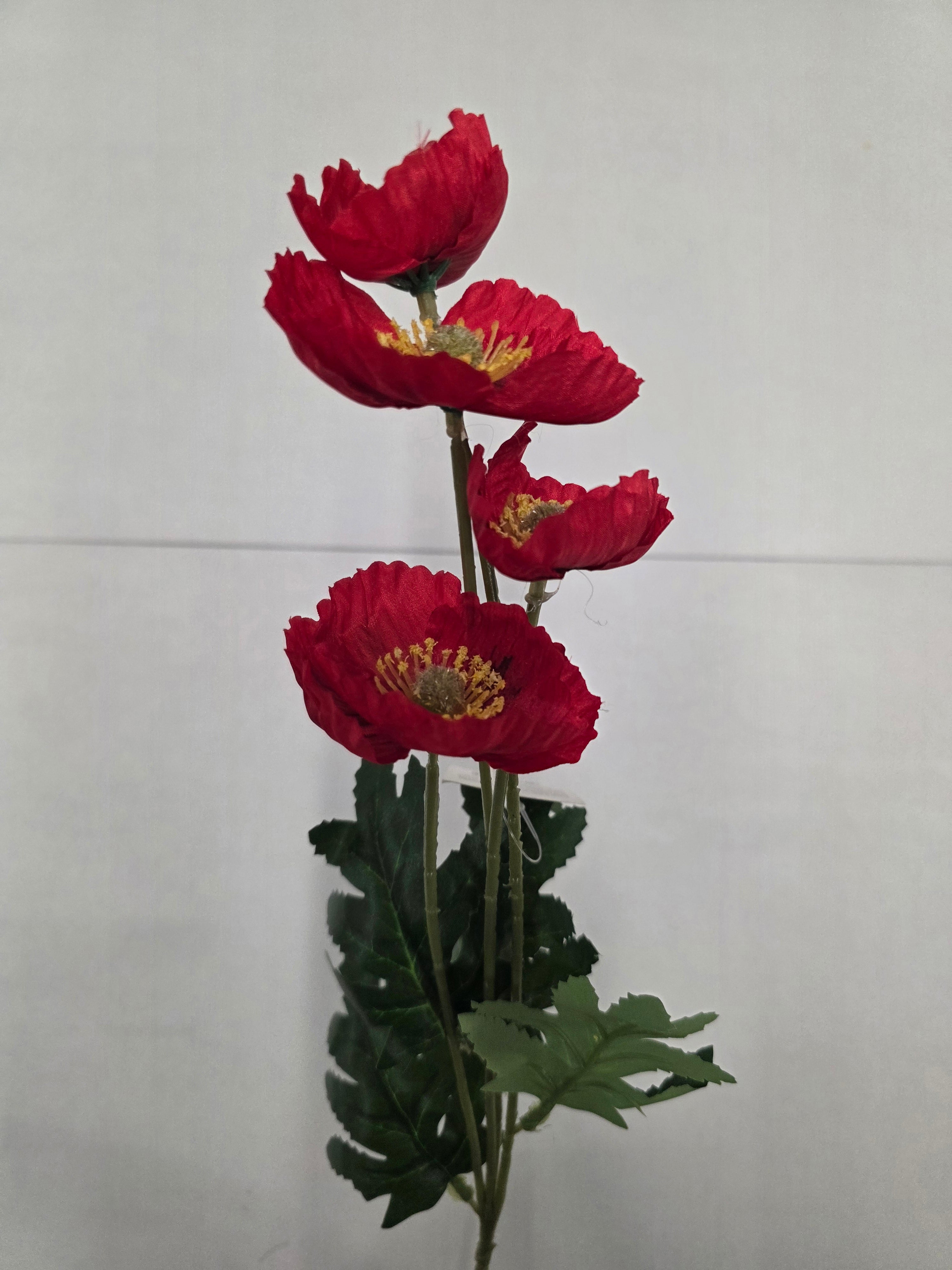 Artificial Poppy Stem Red 59cm (Pack of 4)