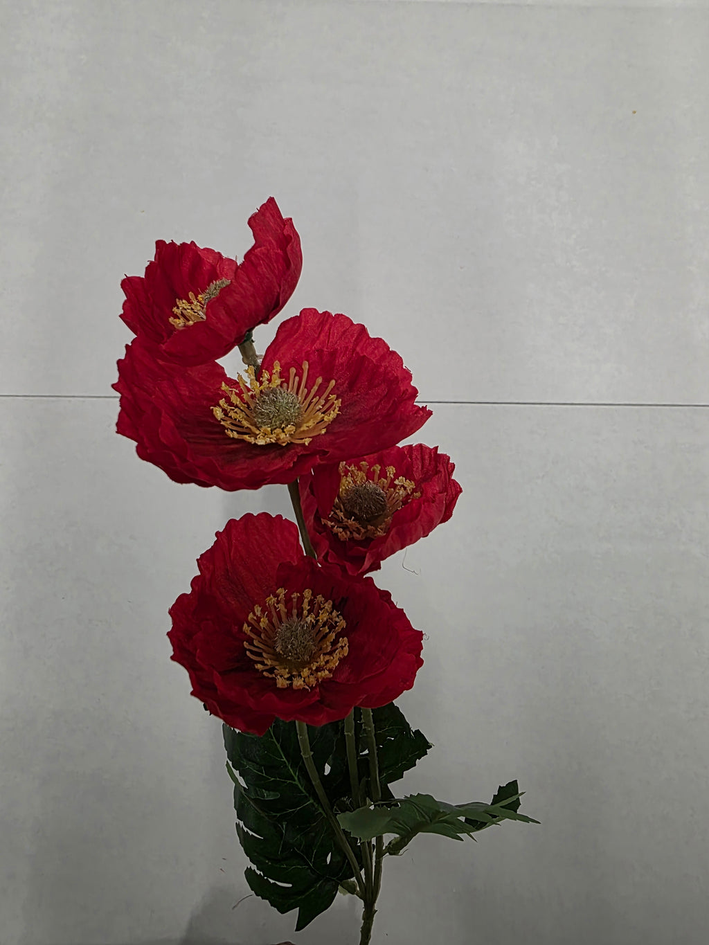 Artificial Poppy Stem Red 59cm (Pack of 4)
