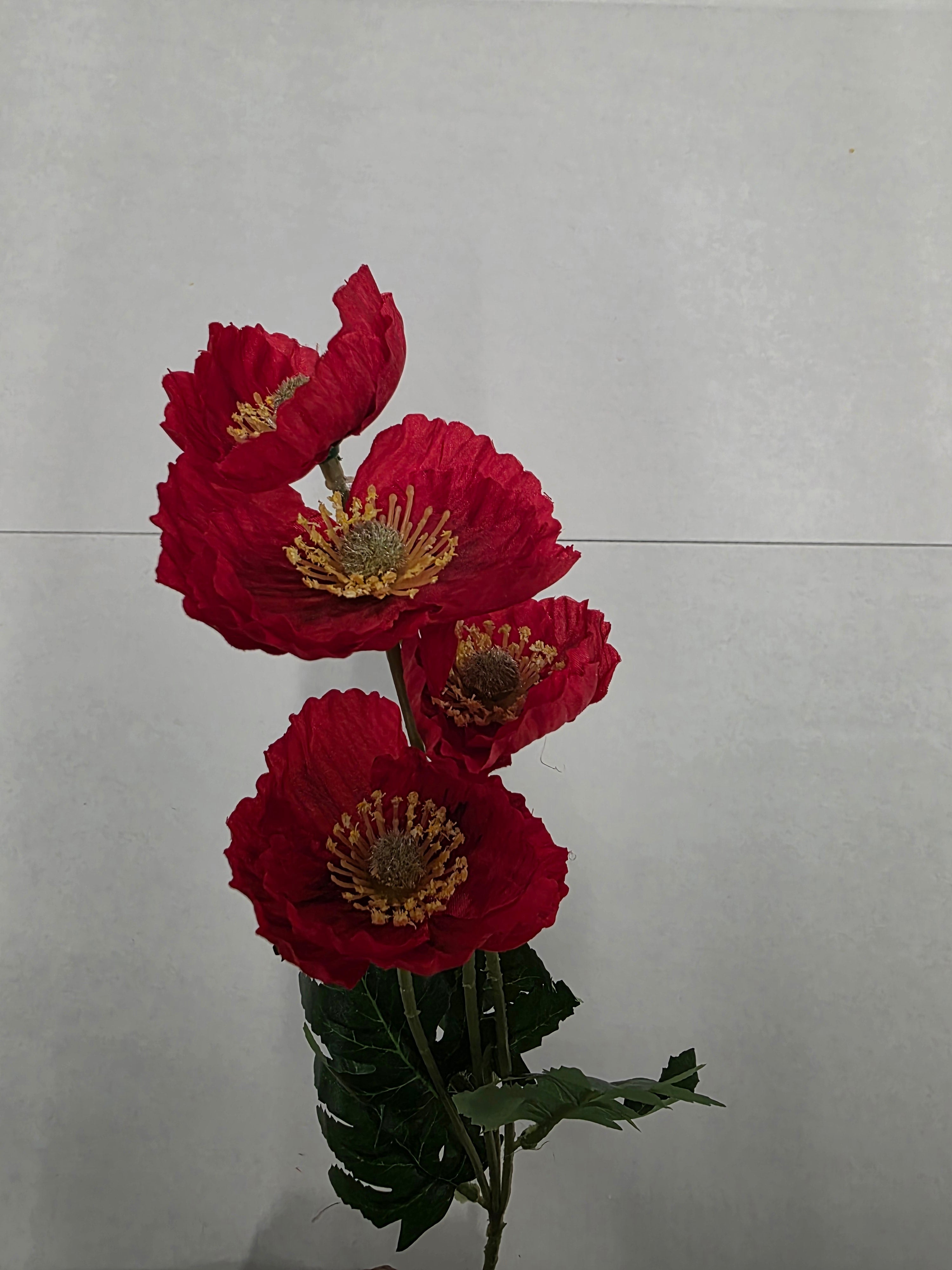 Artificial Poppy Stem Red 59cm (Pack of 4)
