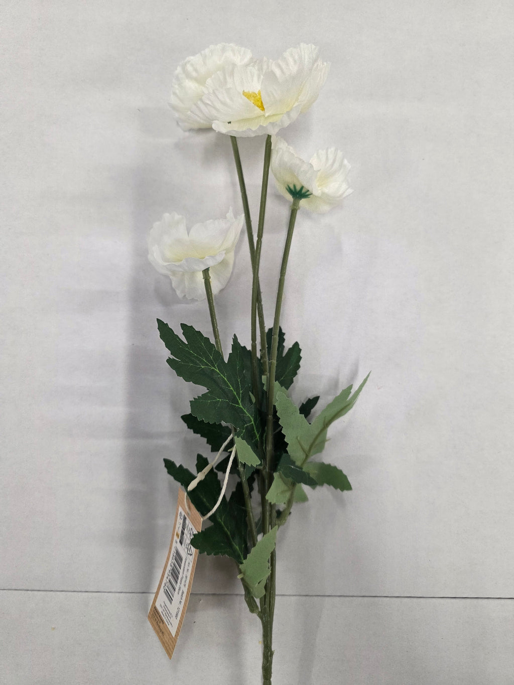 Artificial Poppy White 59cm (Pack of 4)