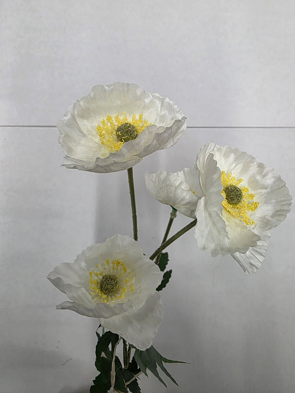 Artificial Poppy White 59cm (Pack of 4)
