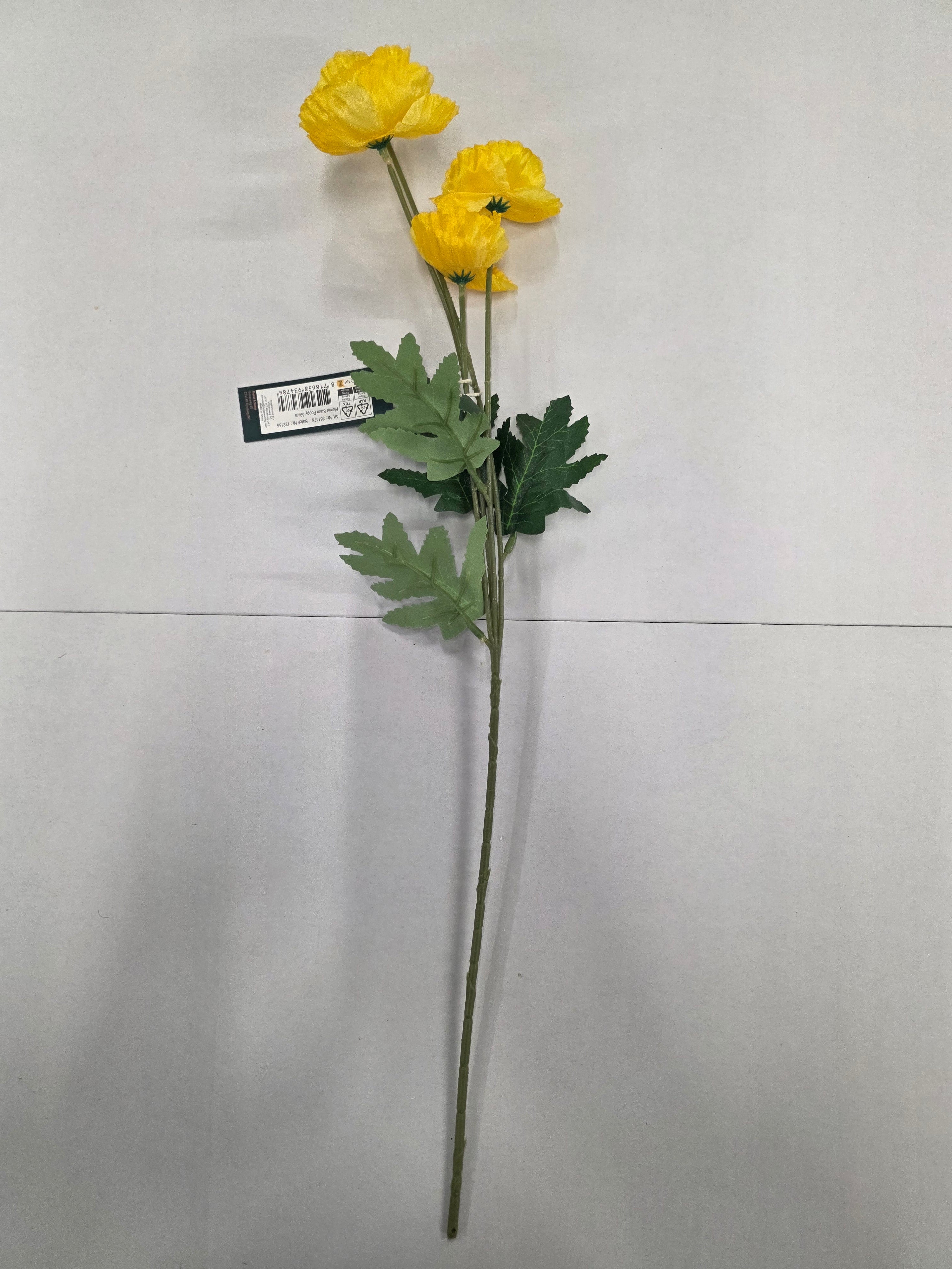 Artificial Poppy Yellow 59cm (Pack of 4)