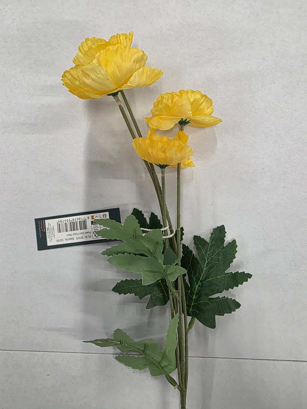 Artificial Poppy Yellow 59cm (Pack of 4)