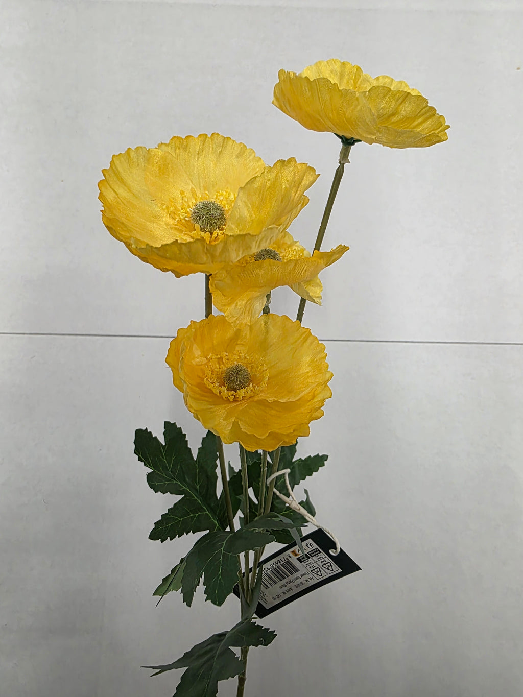 Artificial Poppy Yellow 59cm (Pack of 4)
