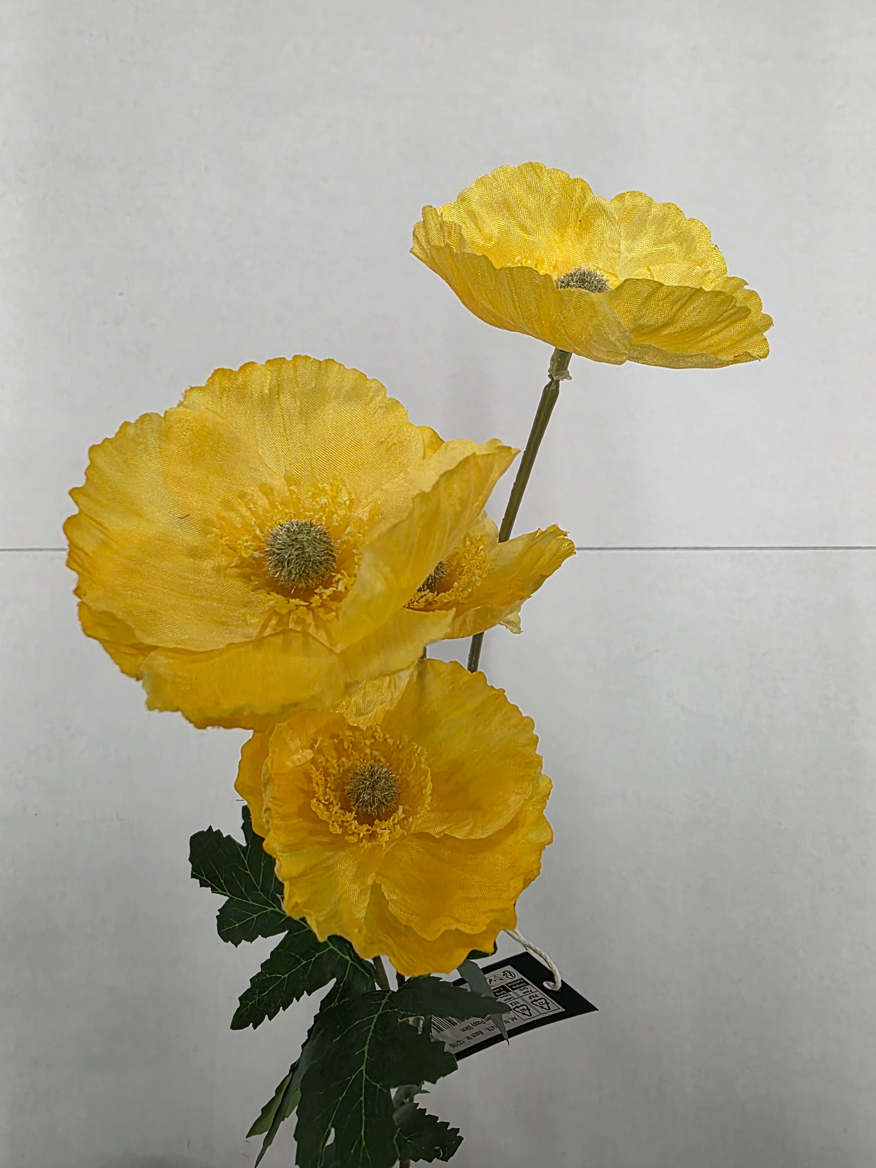Artificial Poppy Yellow 59cm (Pack of 4)