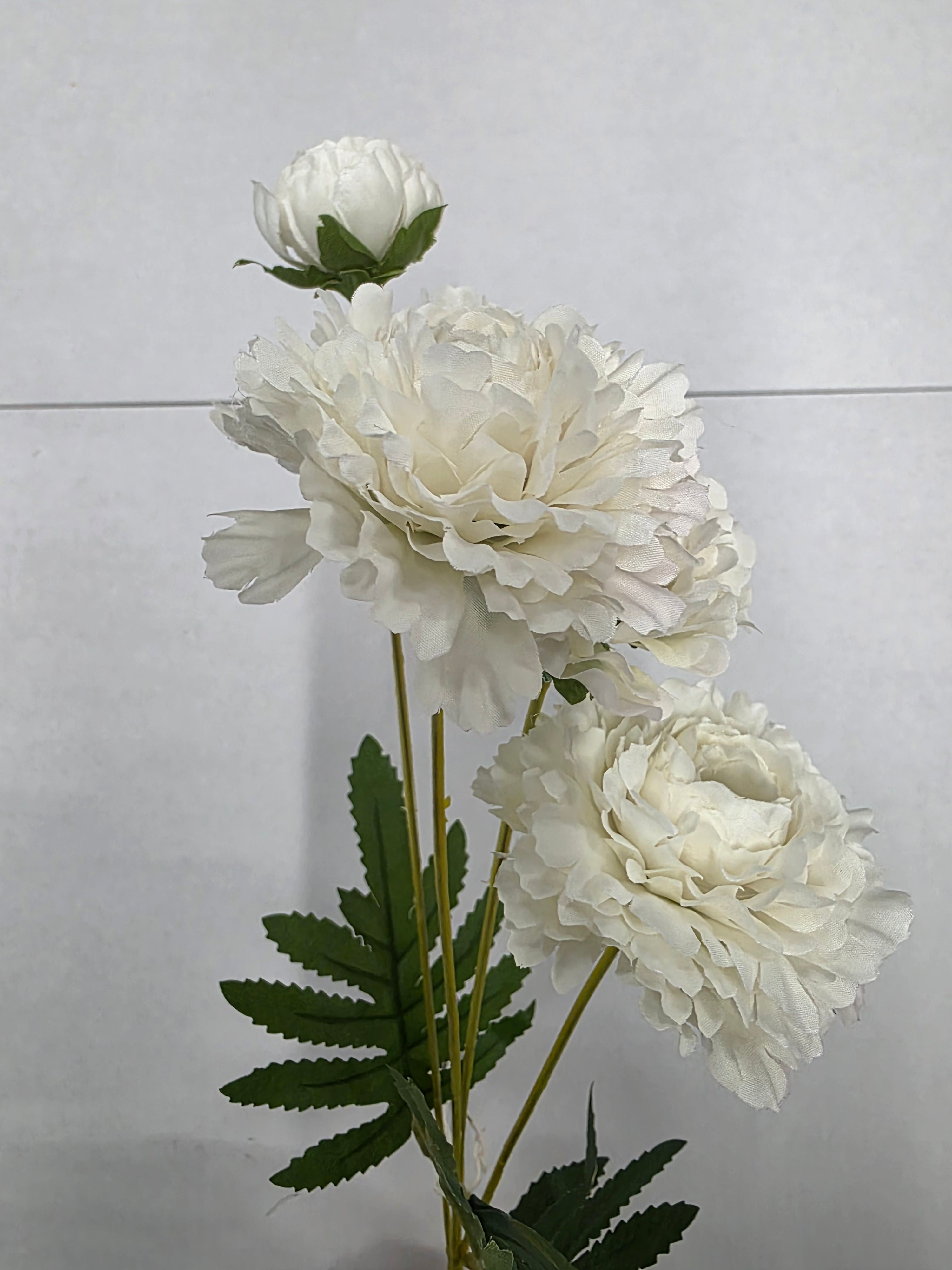 Artificial Zinnias White 61cm (Pack of 2)