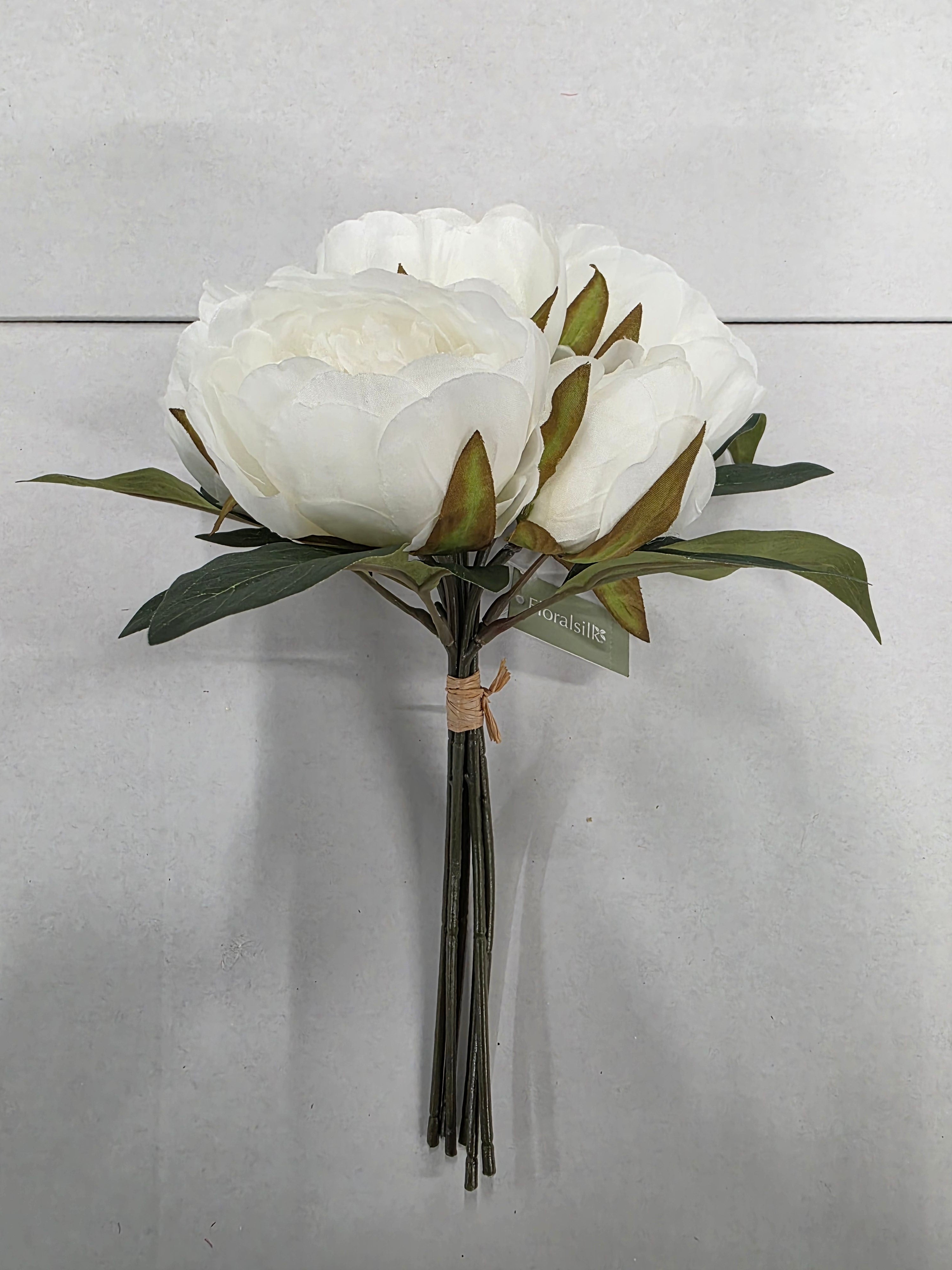 Artificial Peony Bundle White