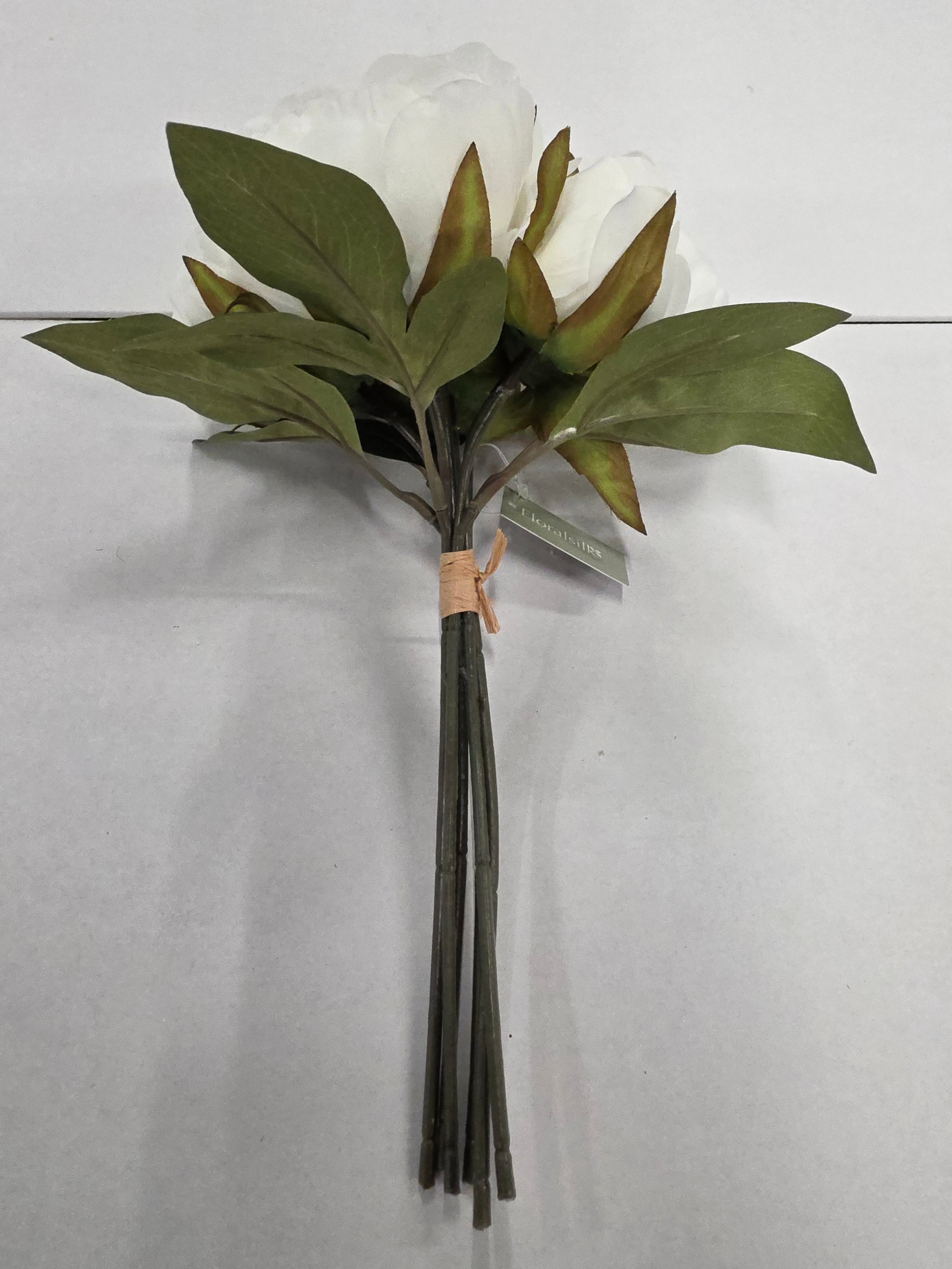 Artificial Peony Bundle White