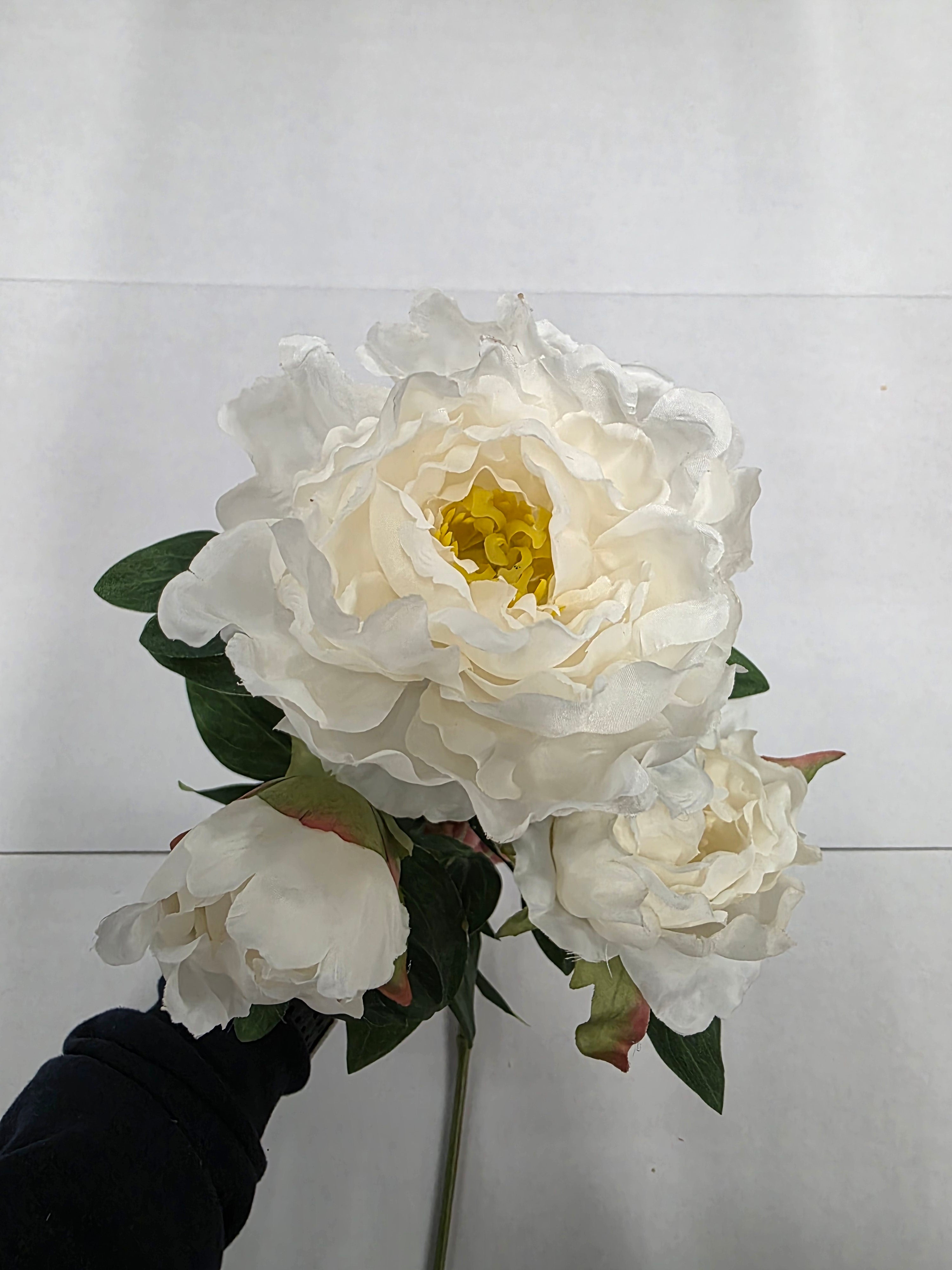 Artificial Peony Spray White 66cm
