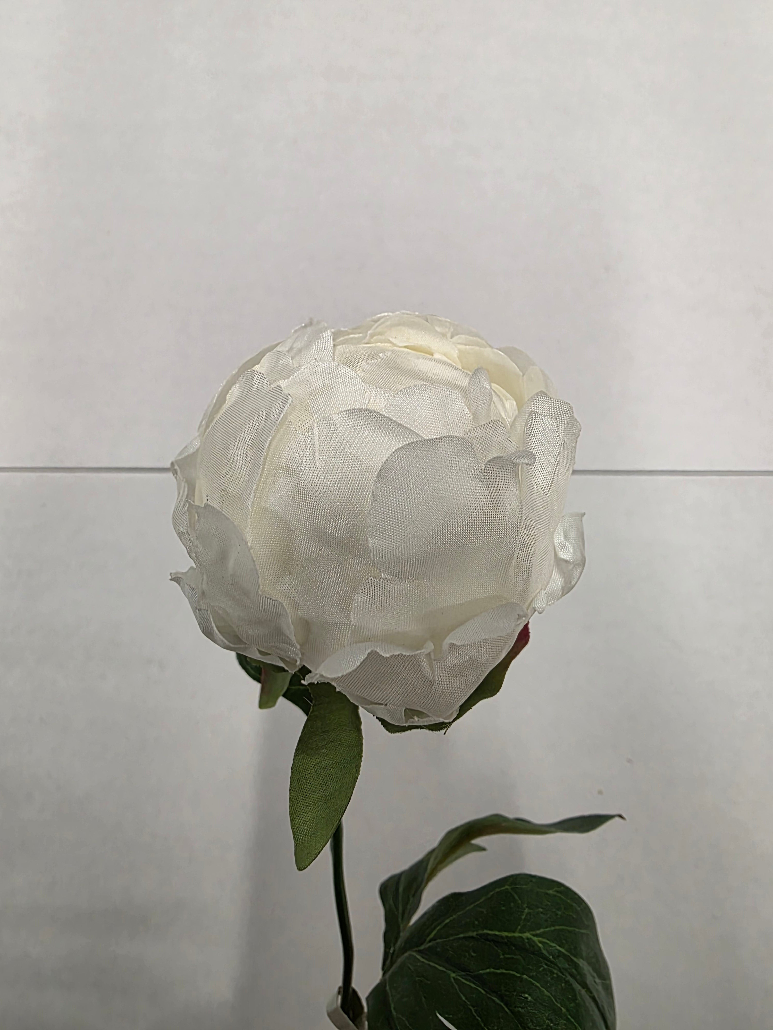 Artificial Peony Spray White Cream 62cm