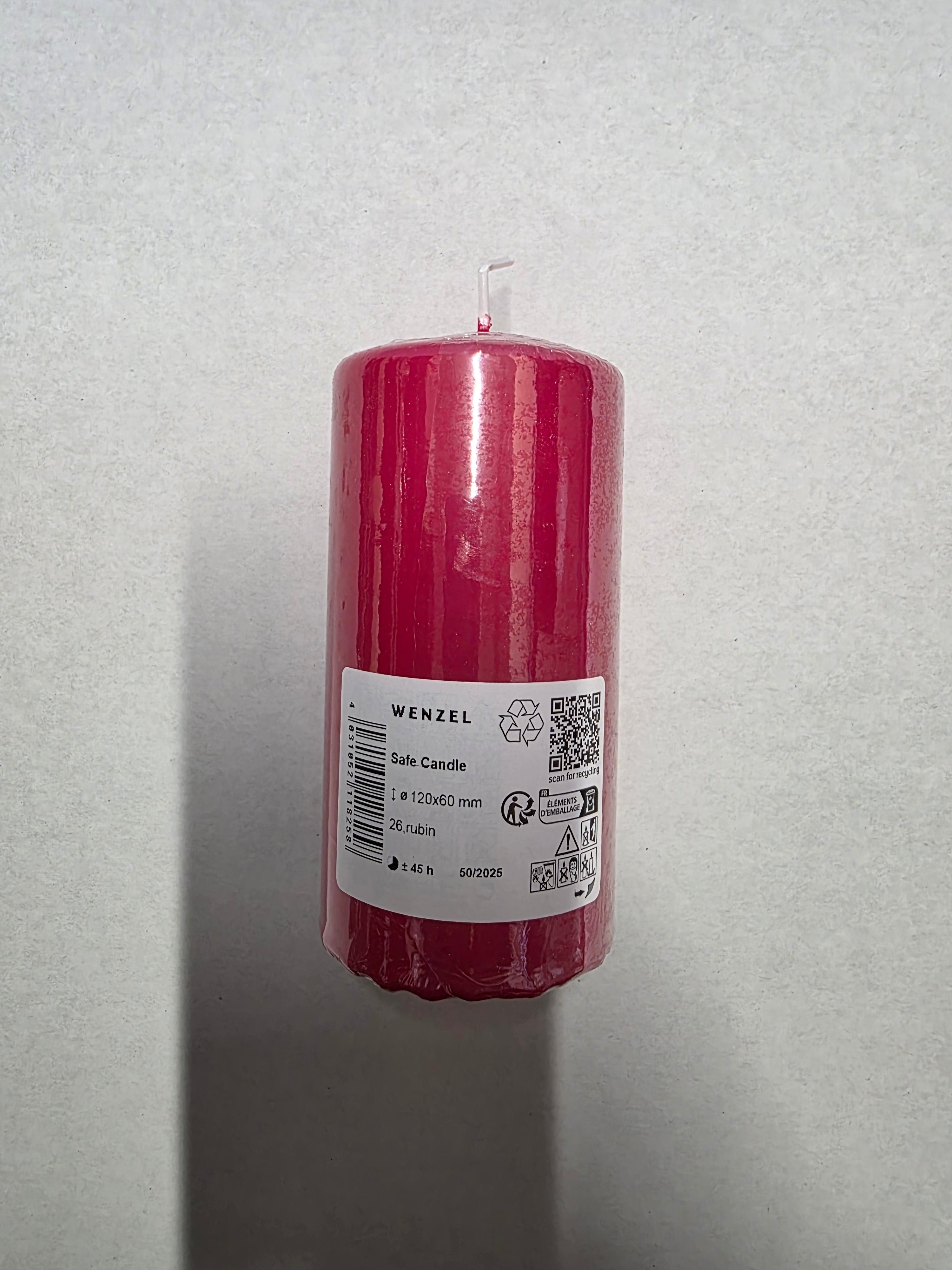 Safe Candle 120x60mm Red (PACK OF 3)