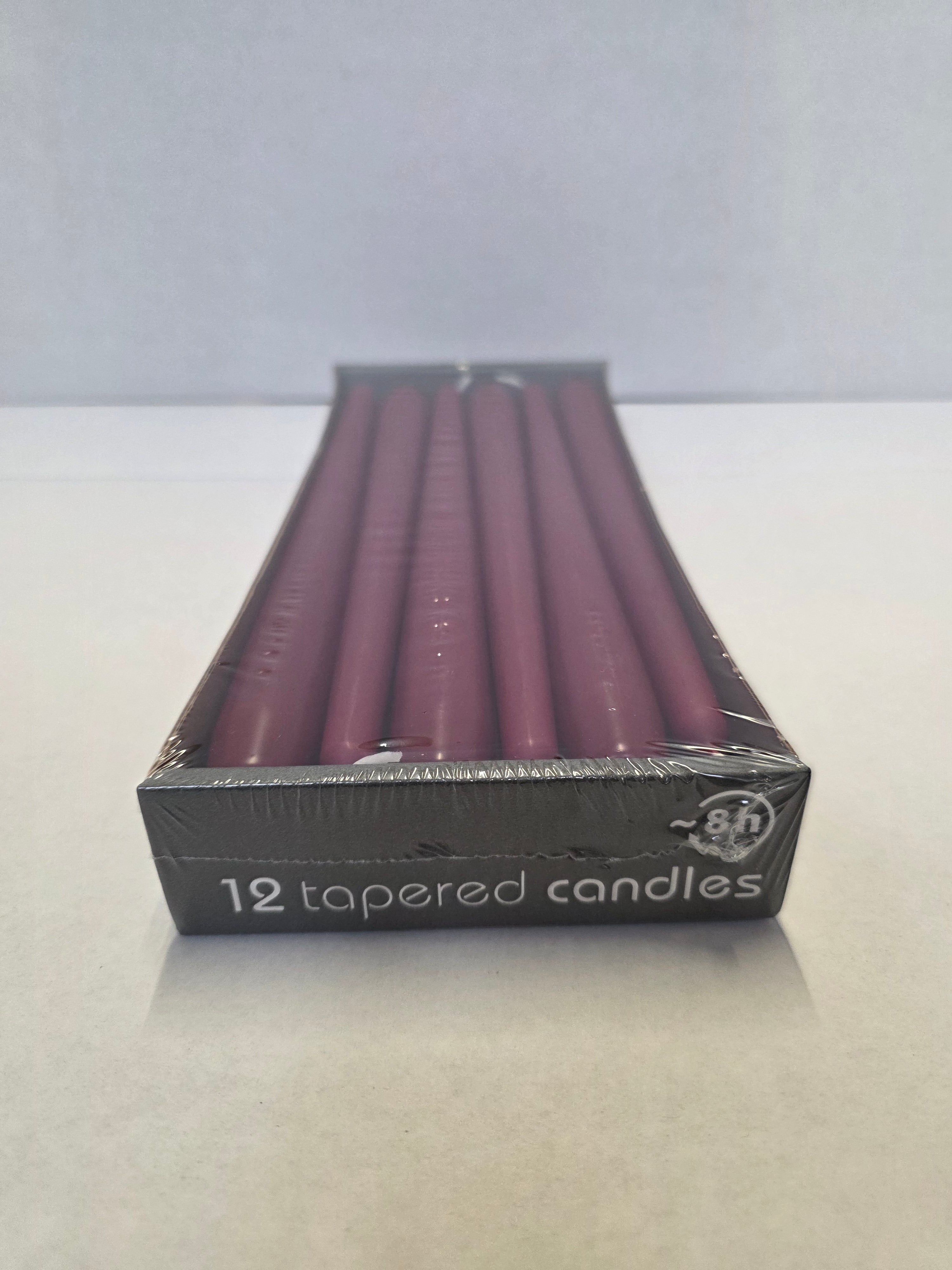 Tapered Candle 250x23mm Burgundy X12