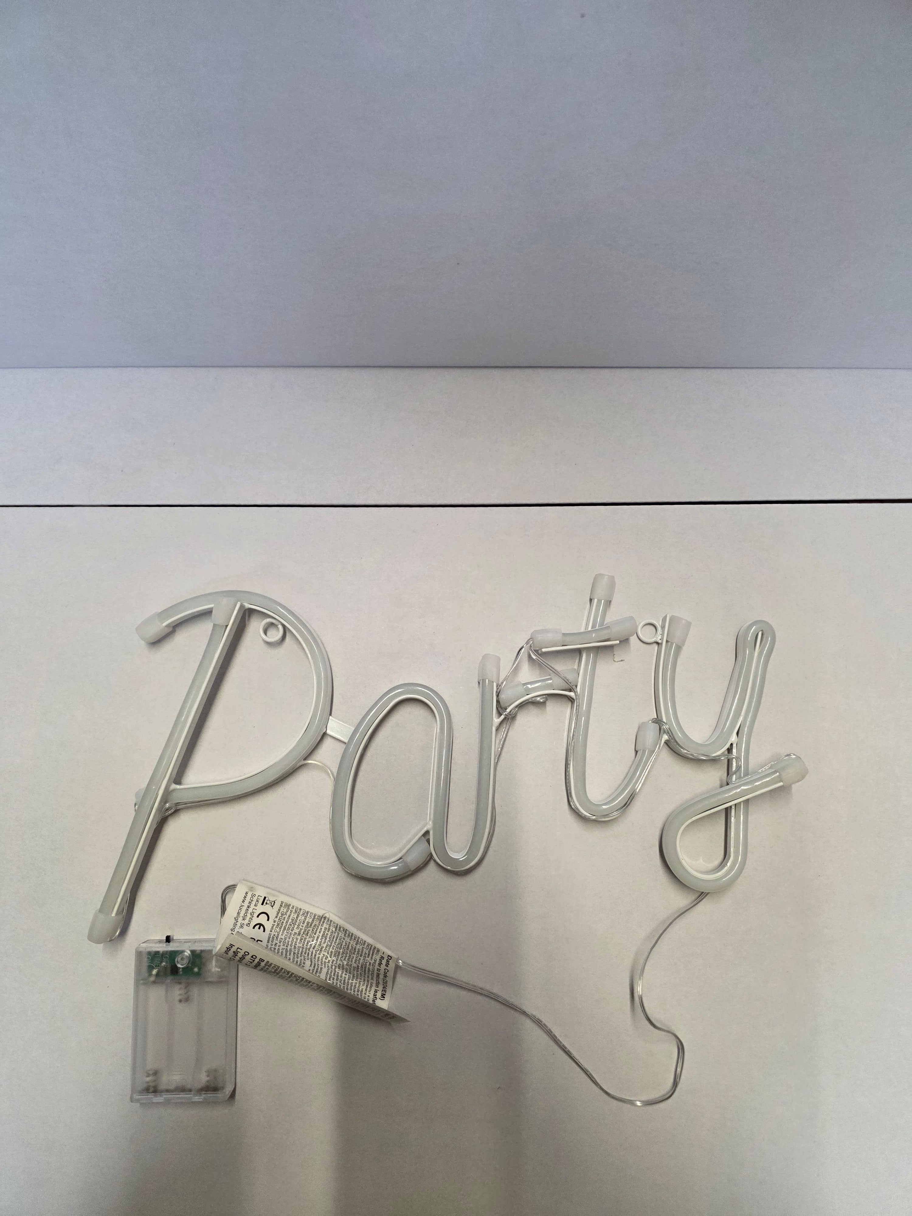 Neon Party Sign Light Yellow